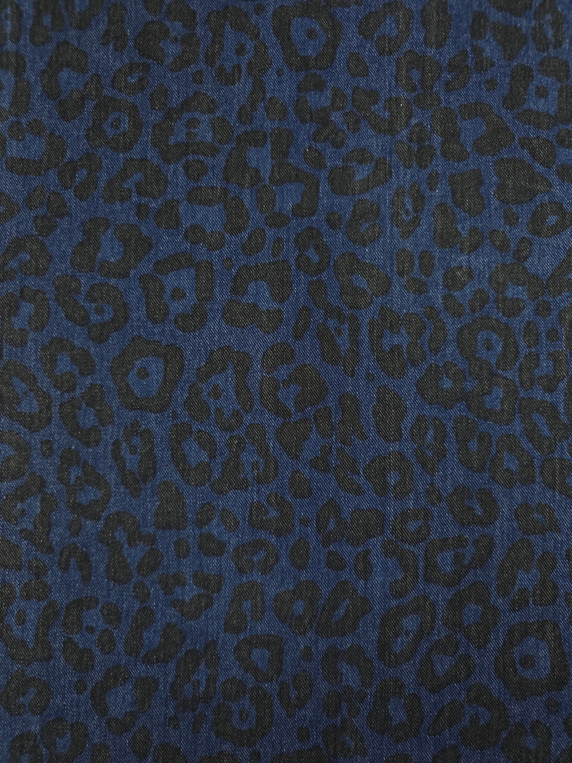 Blue Washed Leopard Dressmaking Denim