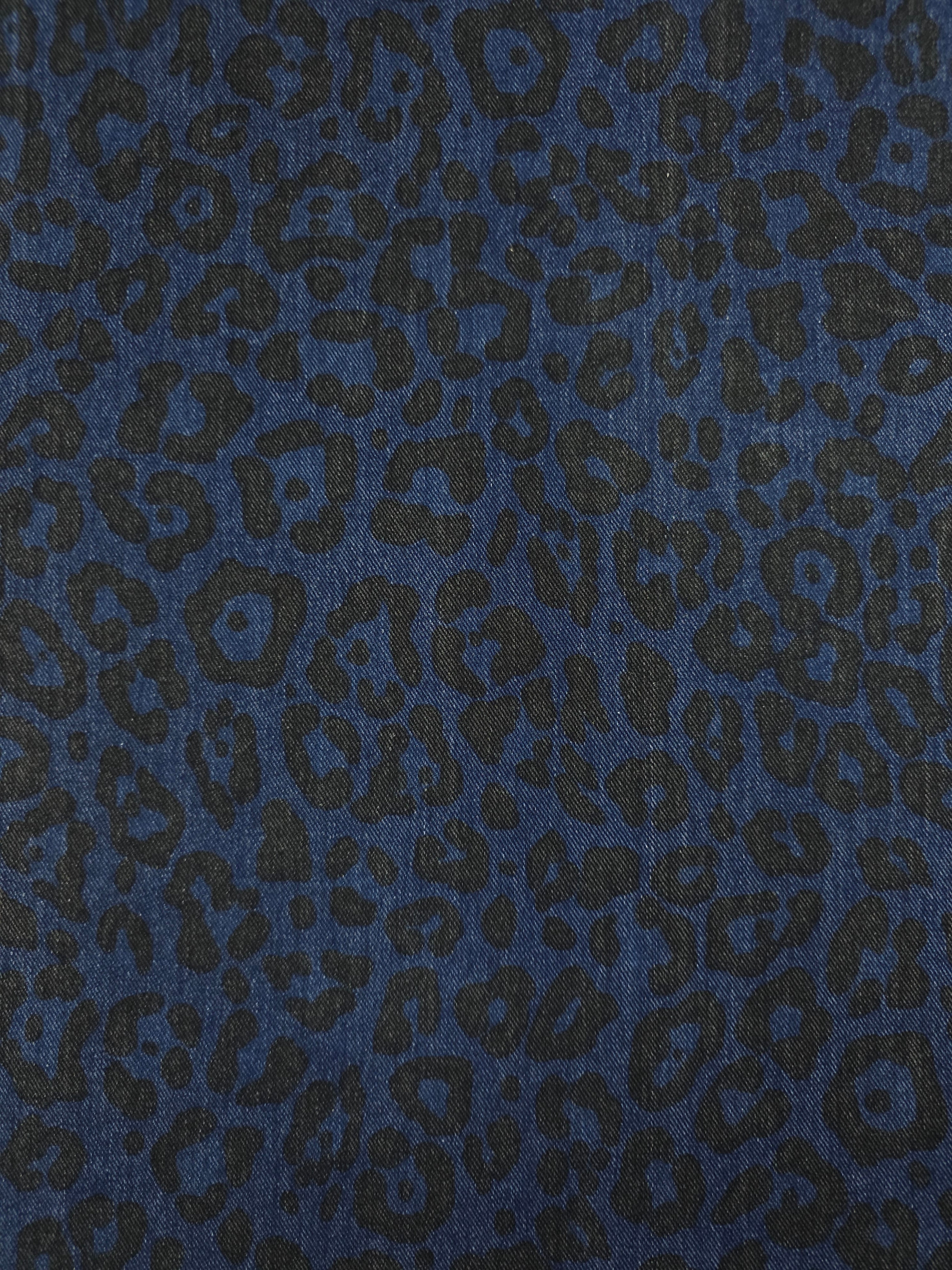 Blue Washed Leopard Dressmaking Denim