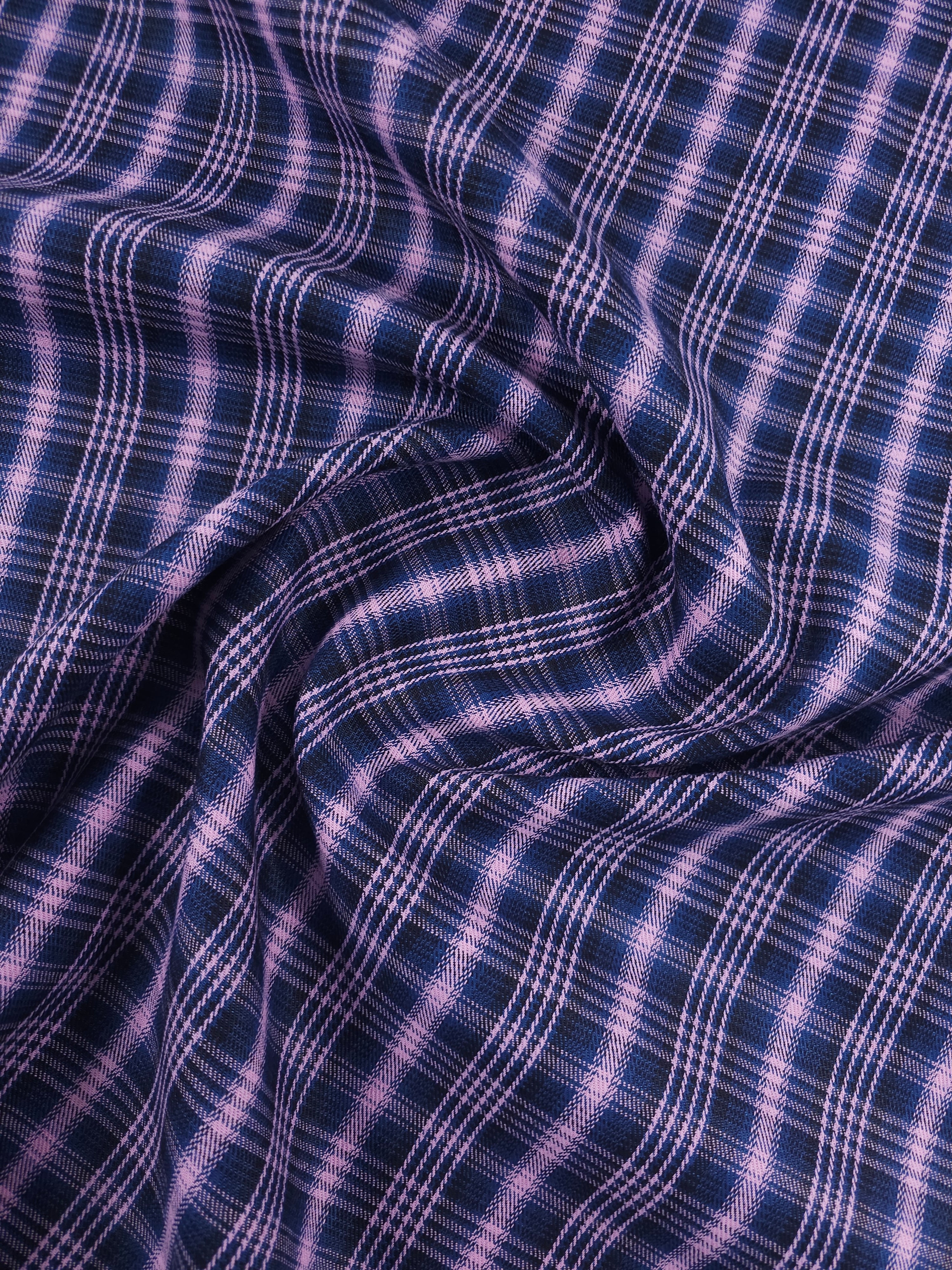Pinky Lilac/Navy Tartan Denim