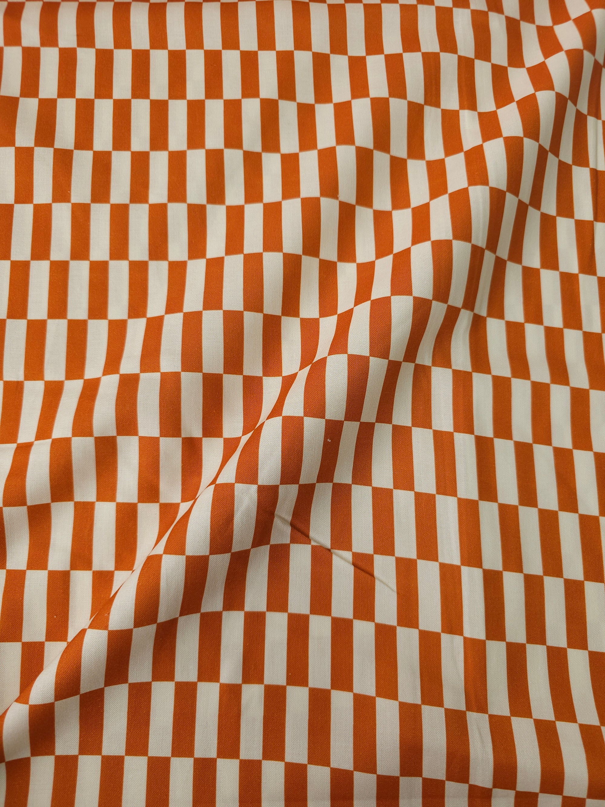 Rusty Orange Rectangle Check 100% Cotton