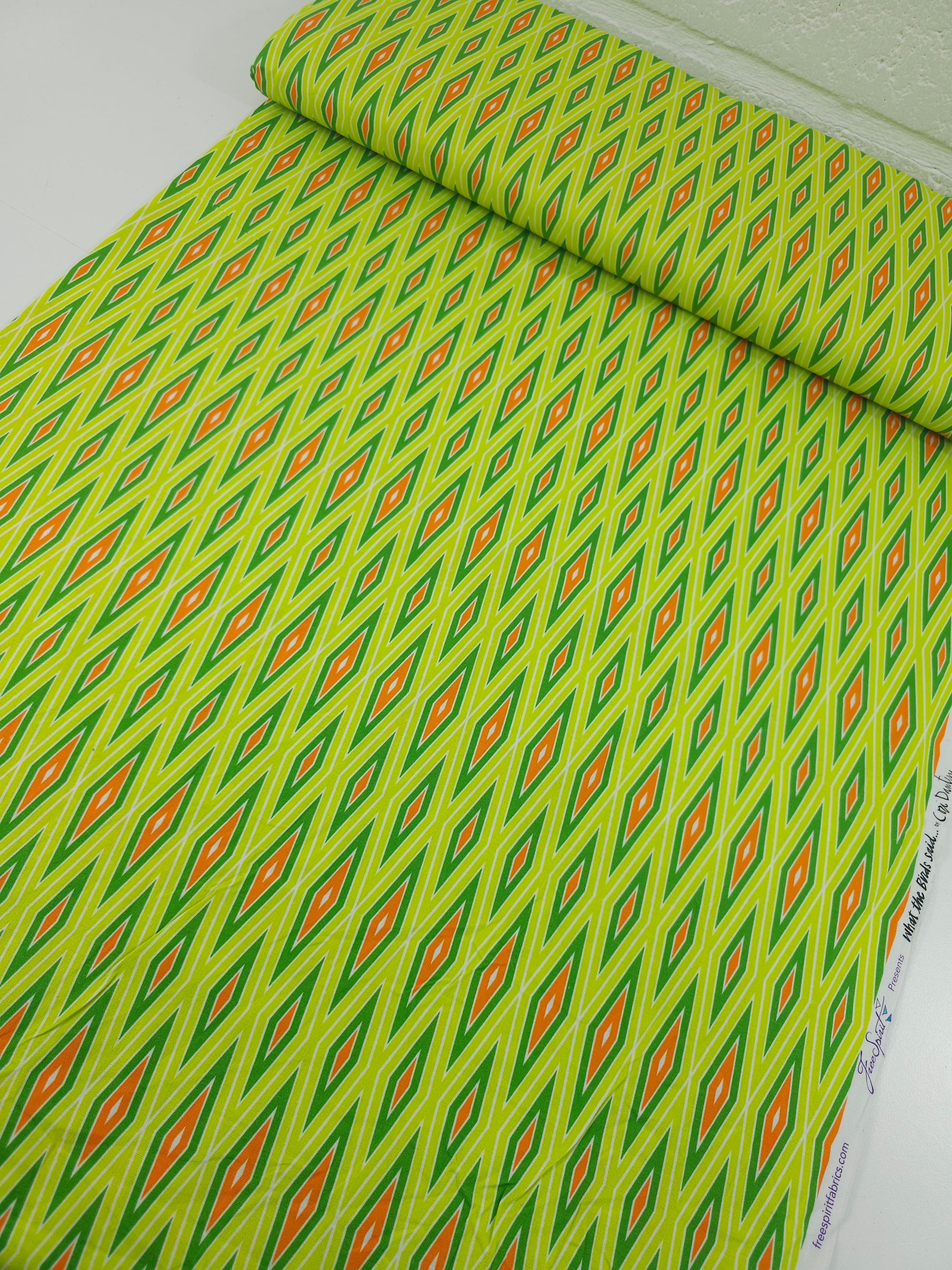 Lime/Orange Abstract Vector 100% Cotton - Free Spirit