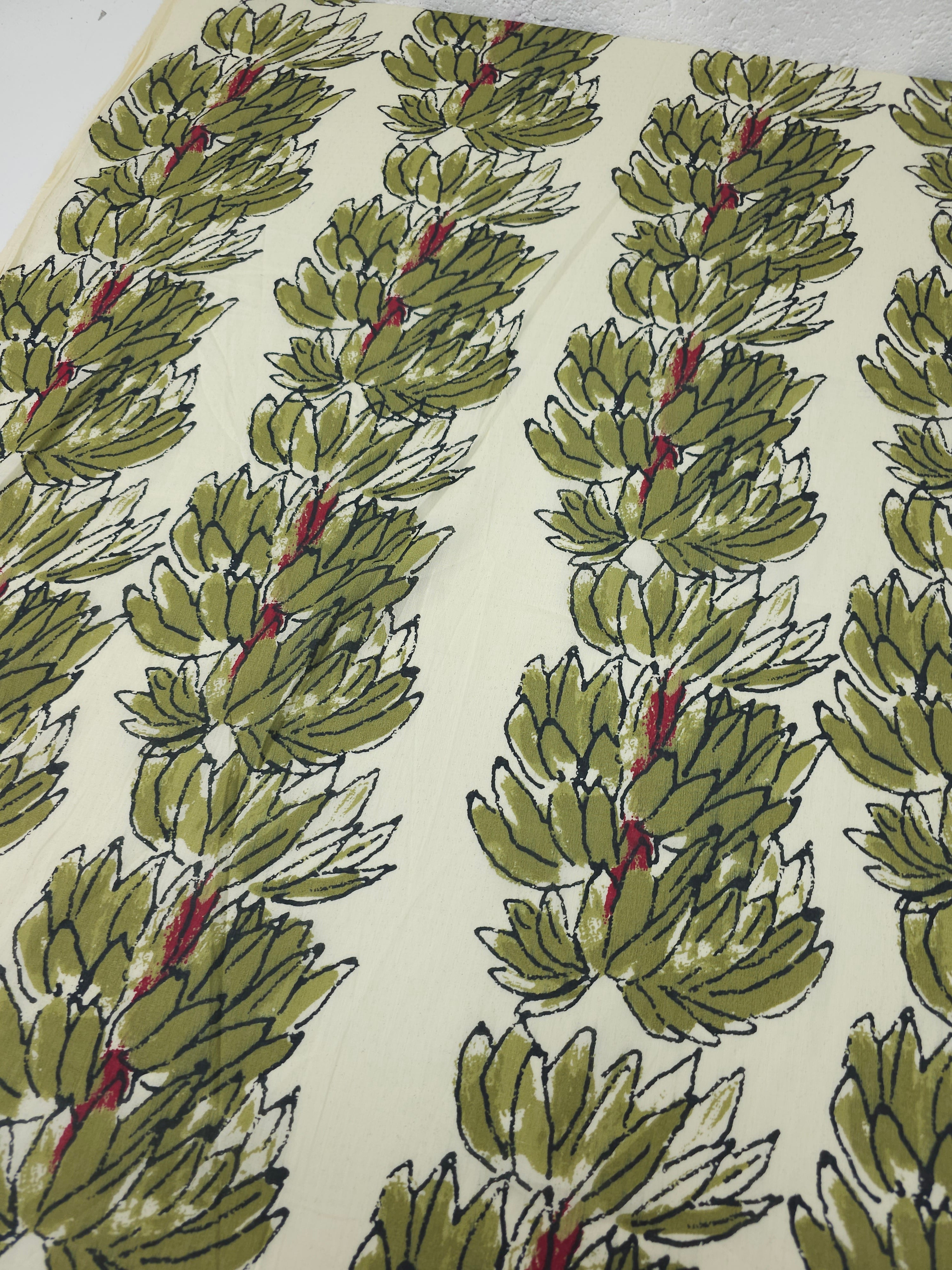 Olive Leaf Strand Stripe Cambric Cotton