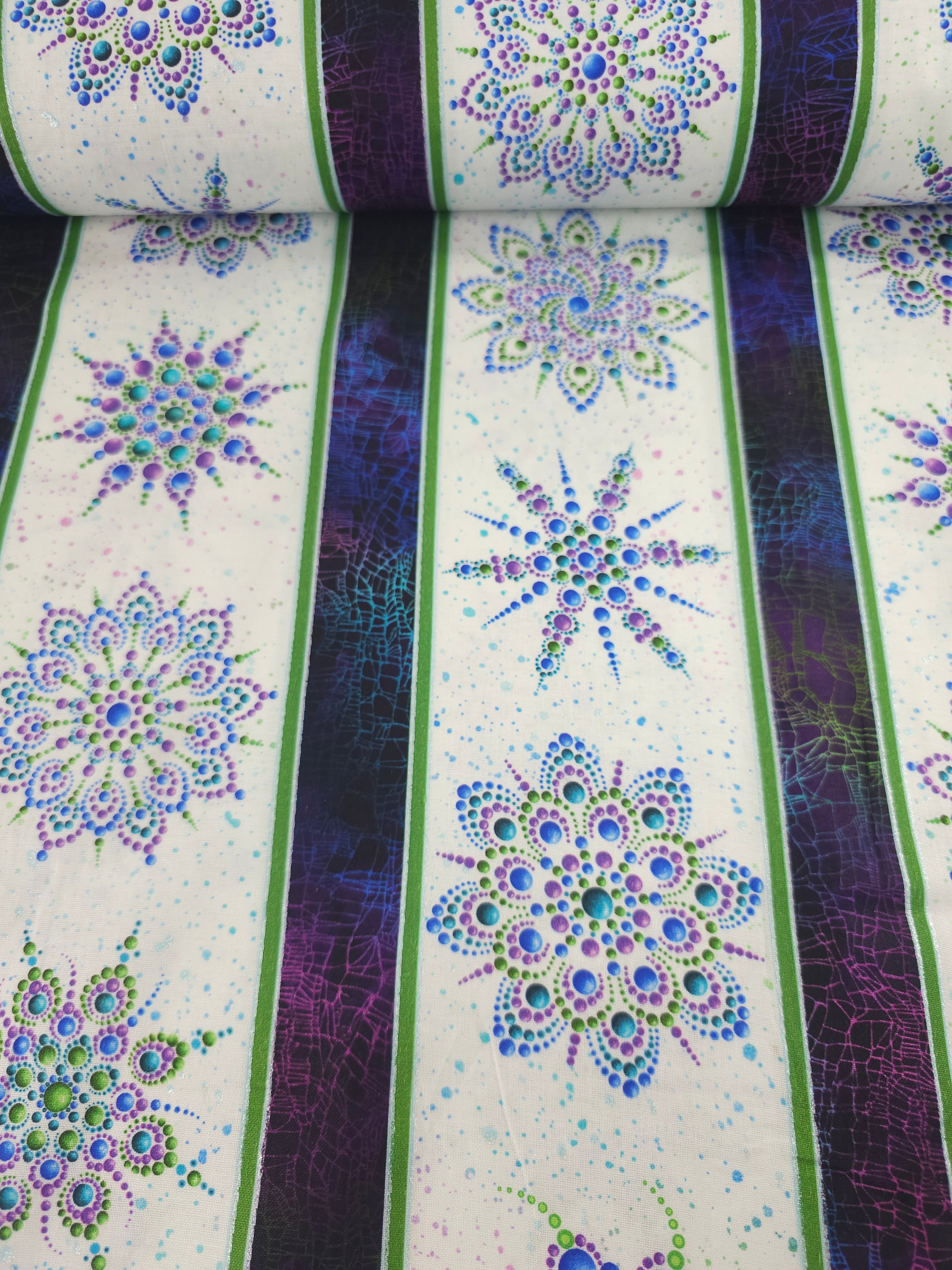 Mandala Snowflake Block Stripe 100% Cotton