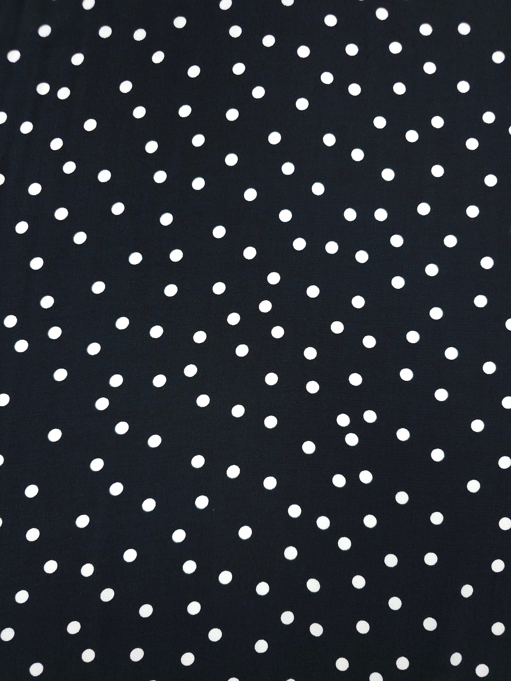 Black/White Mini Polka Dot Viscose Crepe