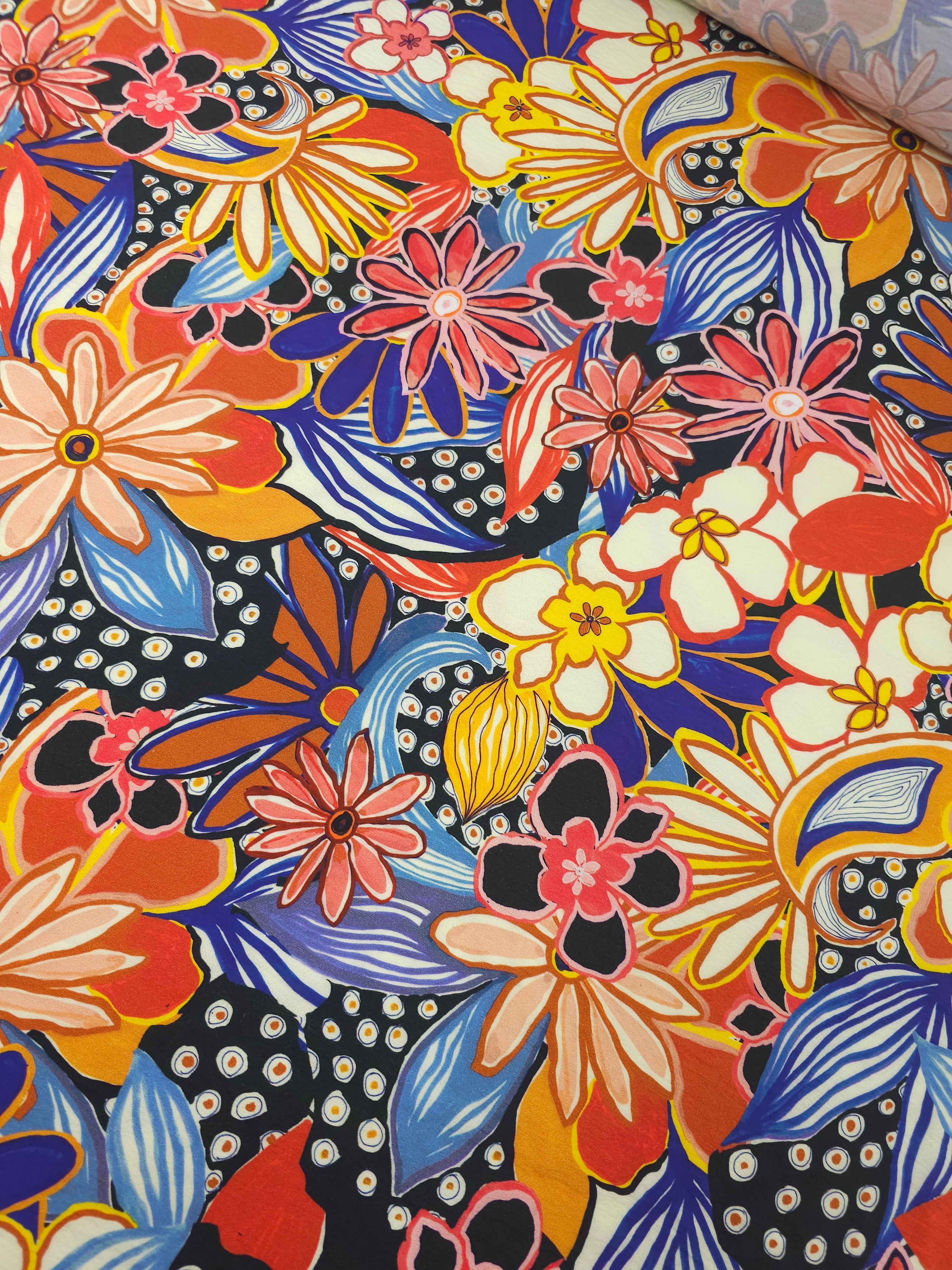 Retro Floral Modal Viscose