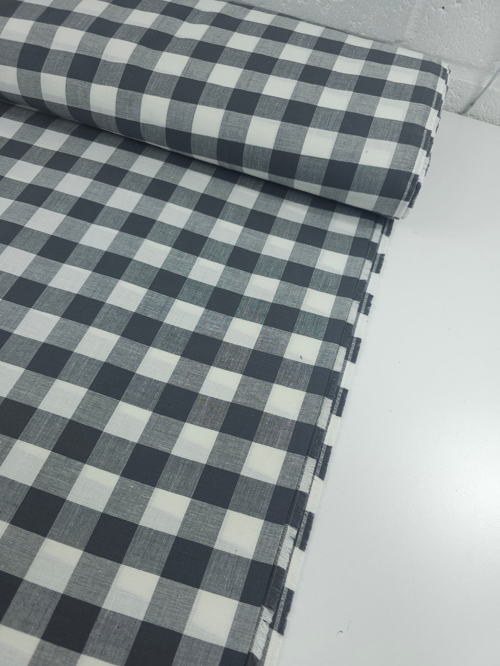 Ash Black Large Gingham 100% Cotton 90" *EXTRA WIDE*