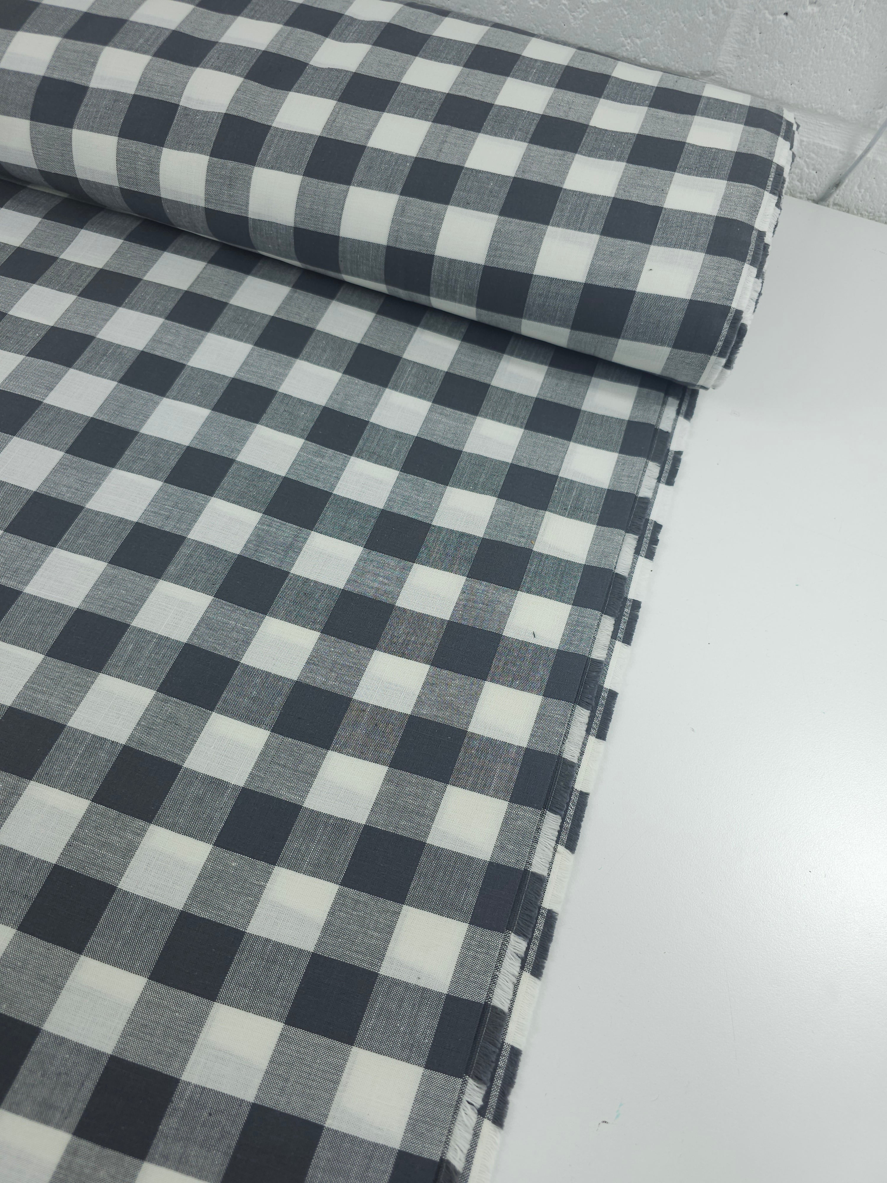 Ash Black Large Gingham 100% Cotton 90" *EXTRA WIDE*