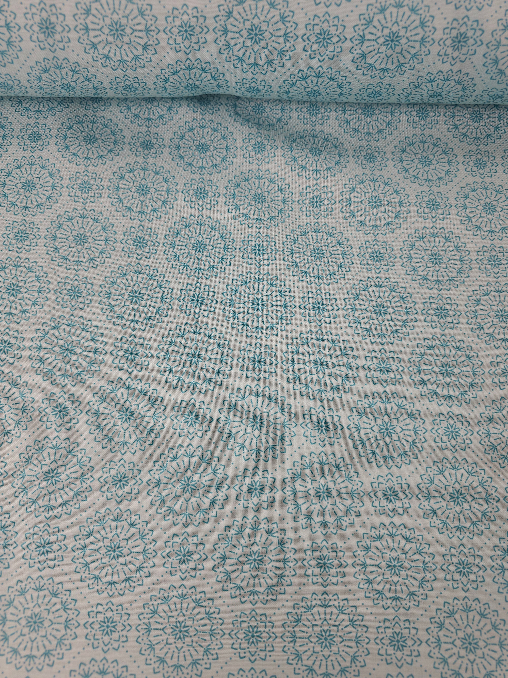 Light Blue Mandala Circle 100% Cotton