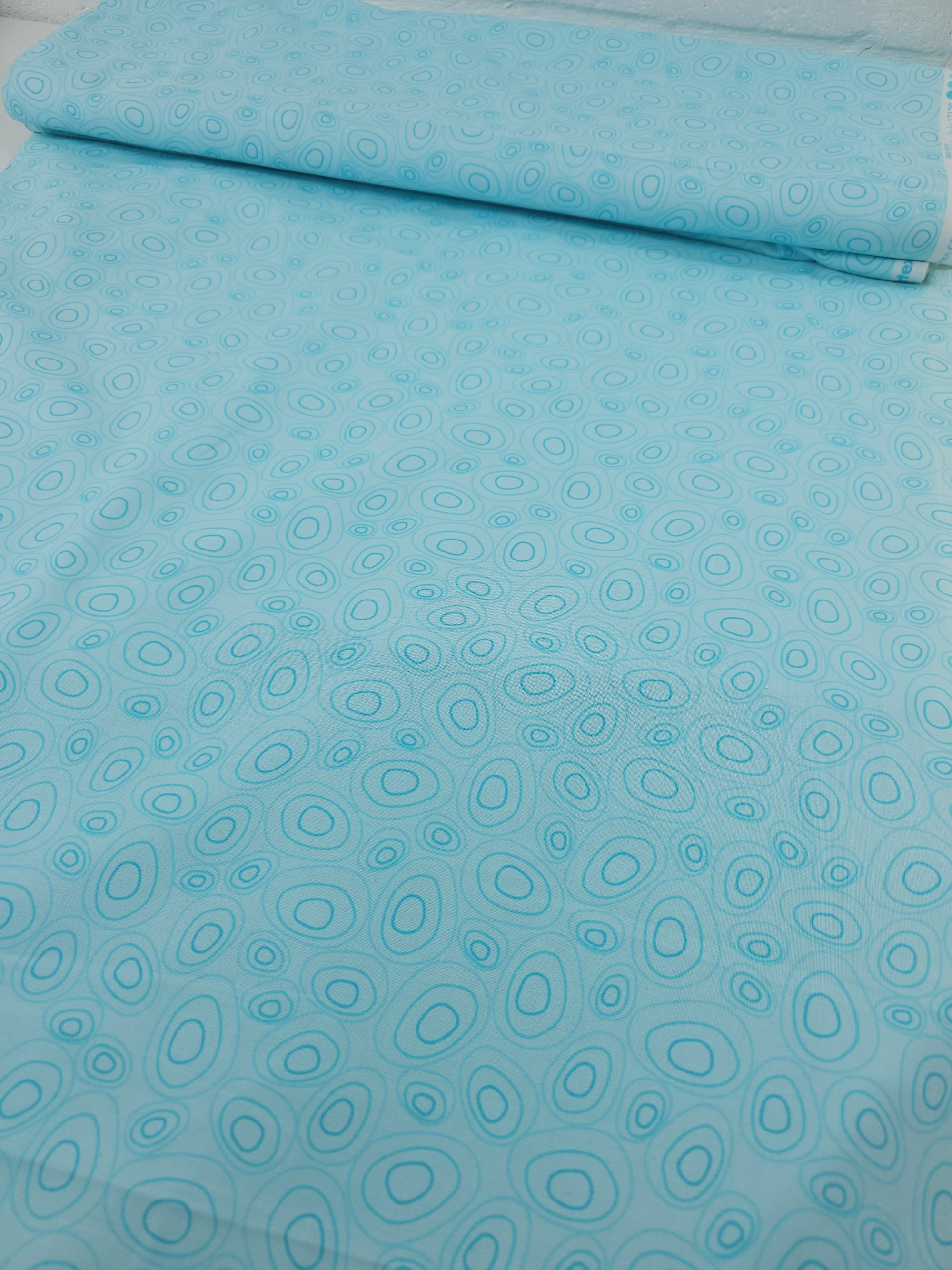 Light Blue Pebble Doodle 100% Cotton