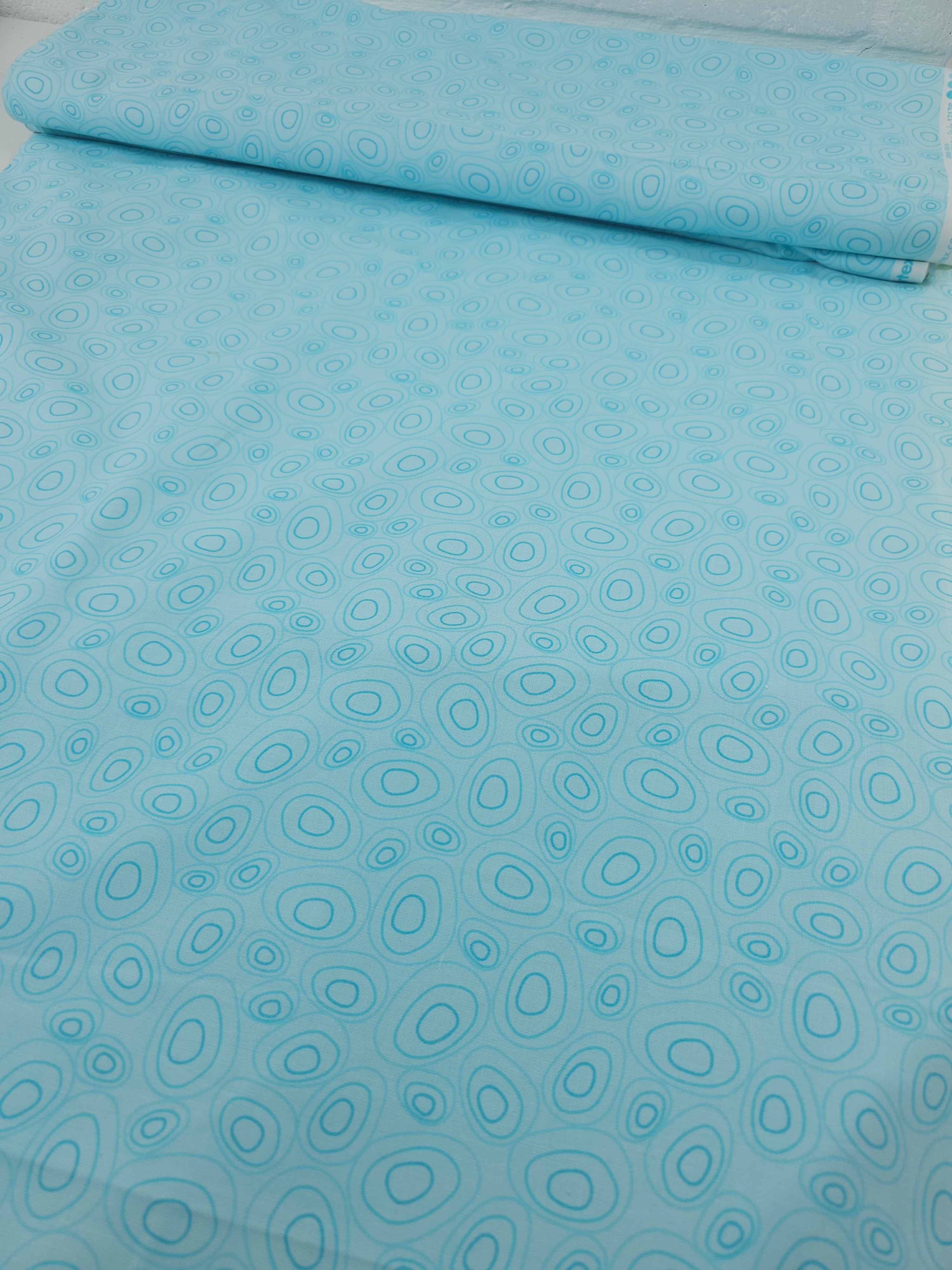 Light Blue Pebble Doodle 100% Cotton