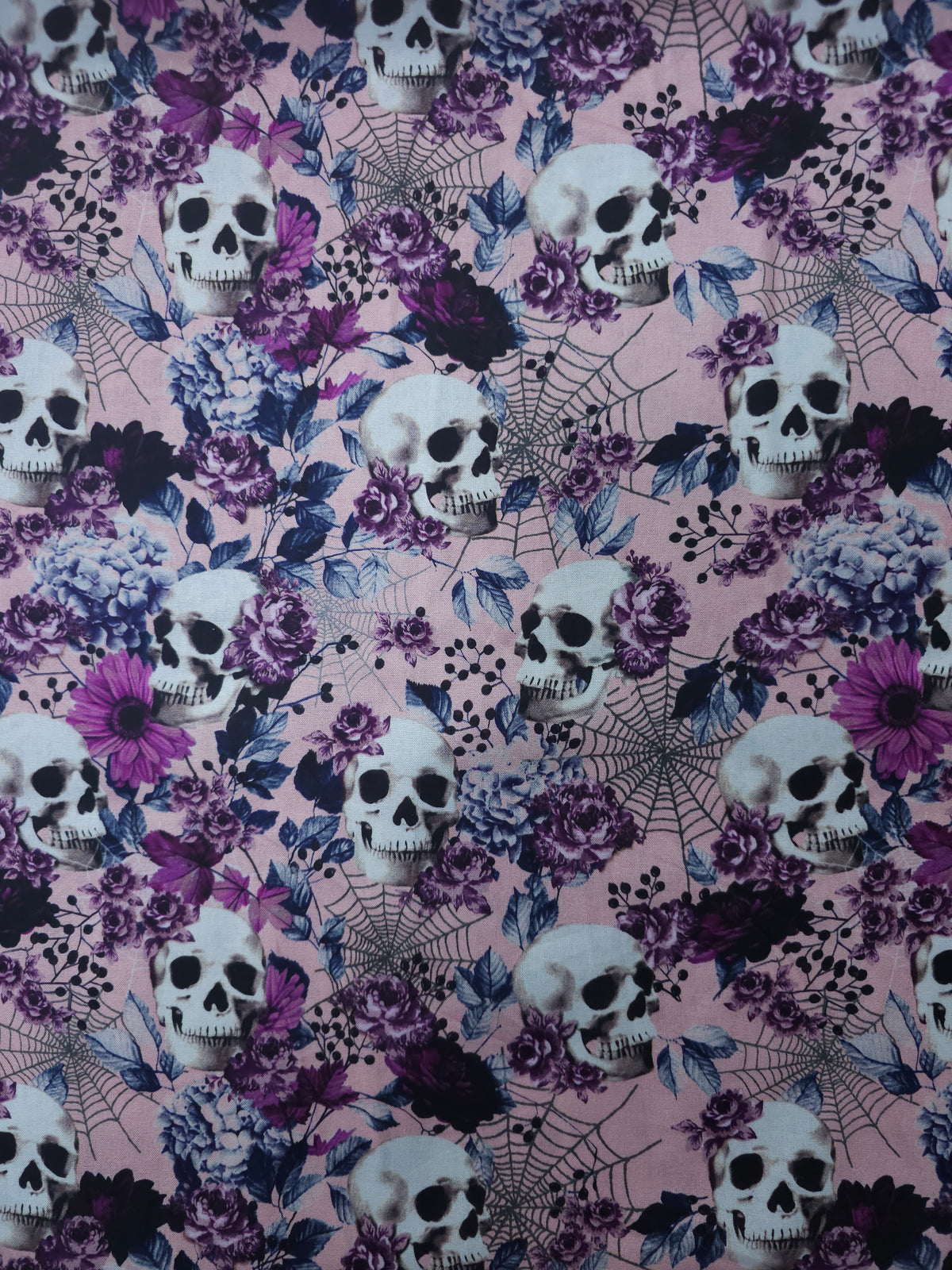Pink Floral Skull 100% Cotton