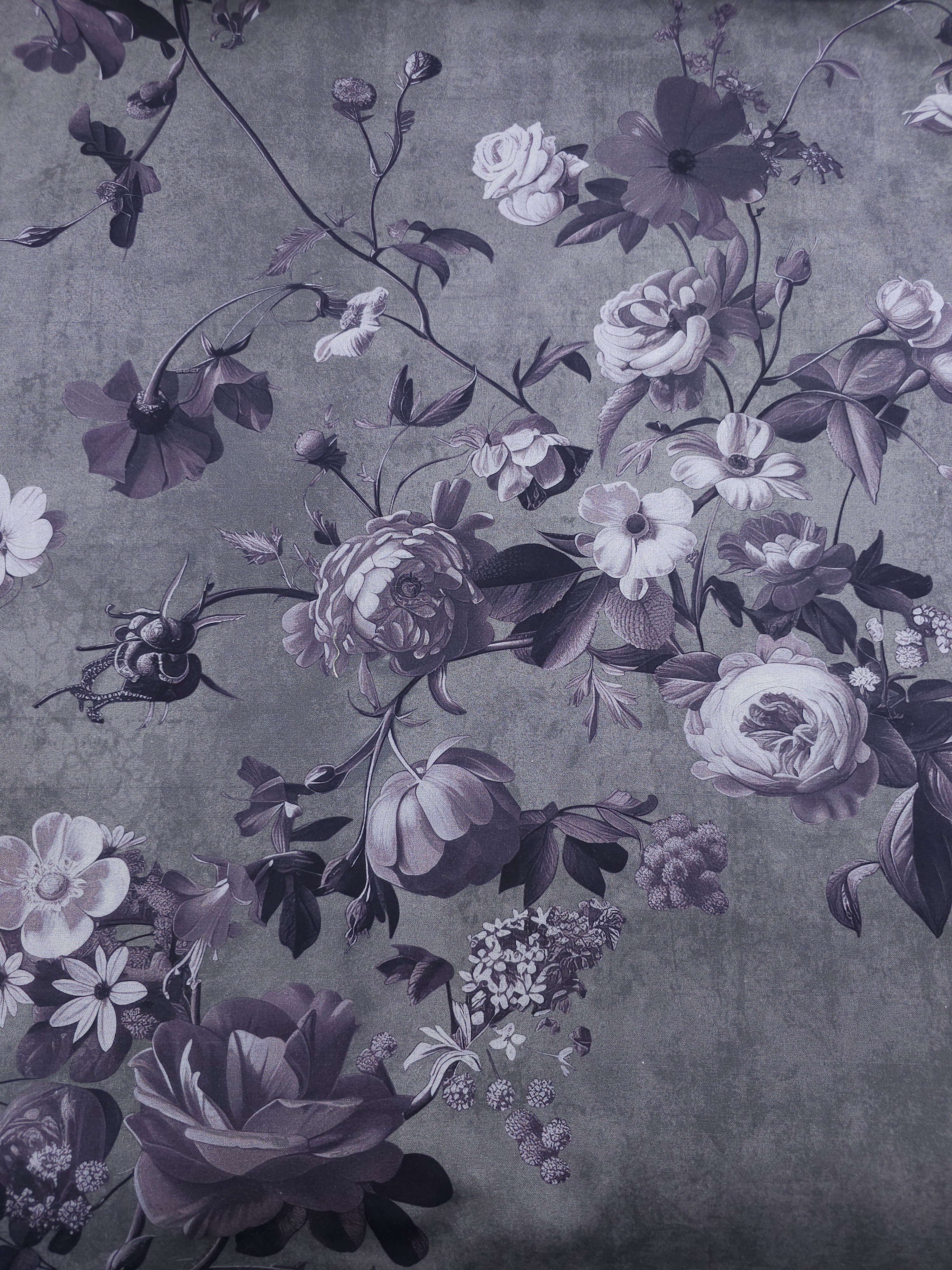 Pewter Grey Enrapture Floral Twine 100% Cotton 106" - Free Spirit *EXTRA WIDE*