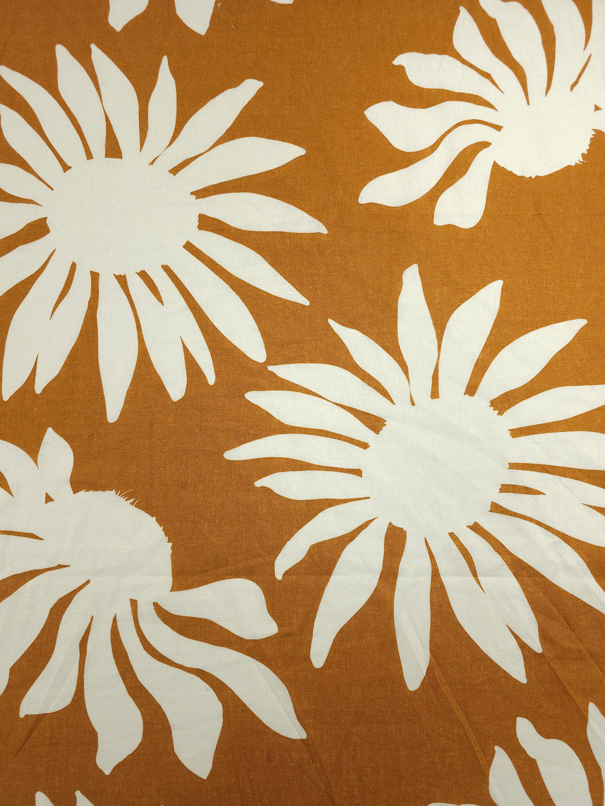 Cinnamon Orange Large Sunflower Viscose Linen
