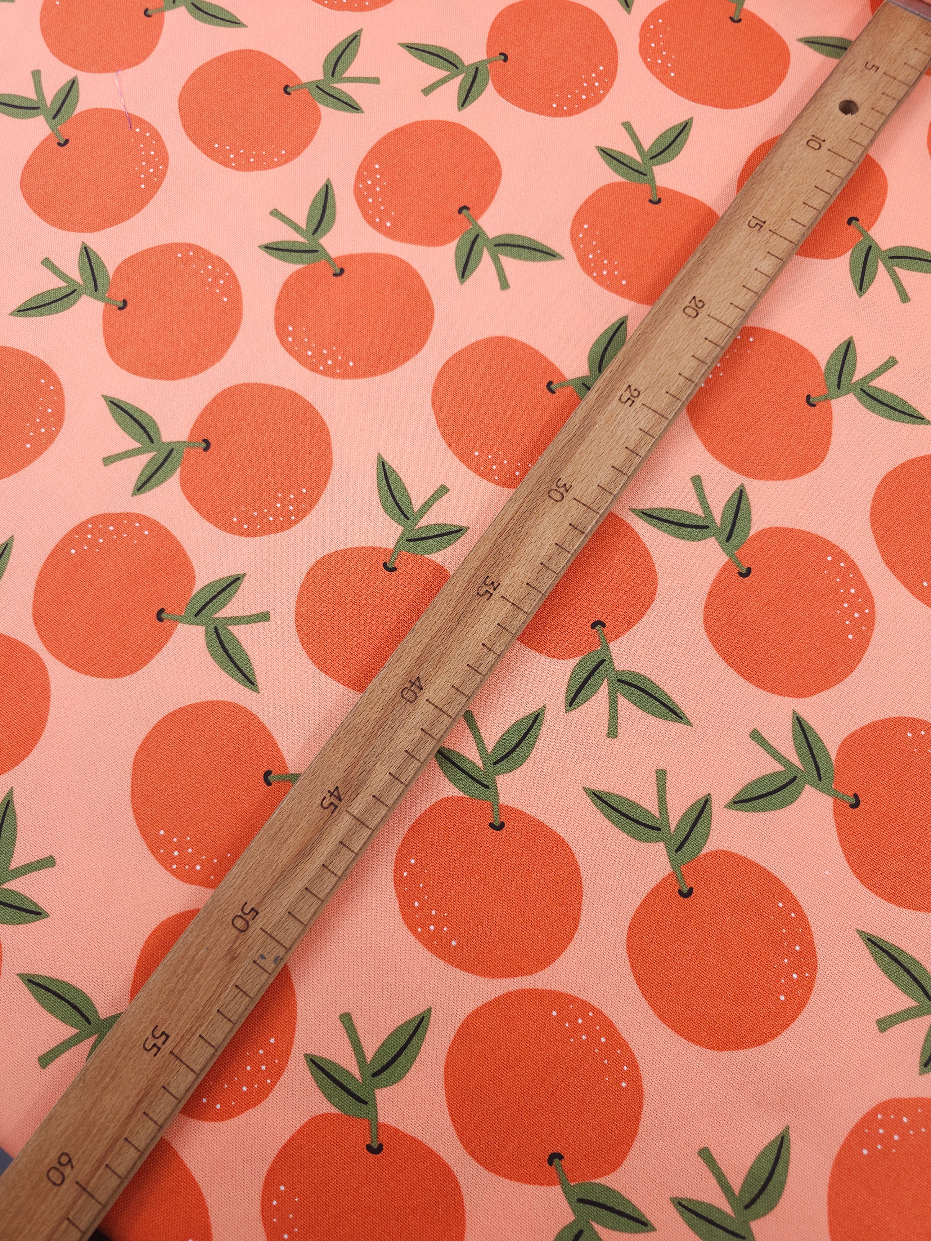 Oranges On Peach Lightweight Canvas Cotton