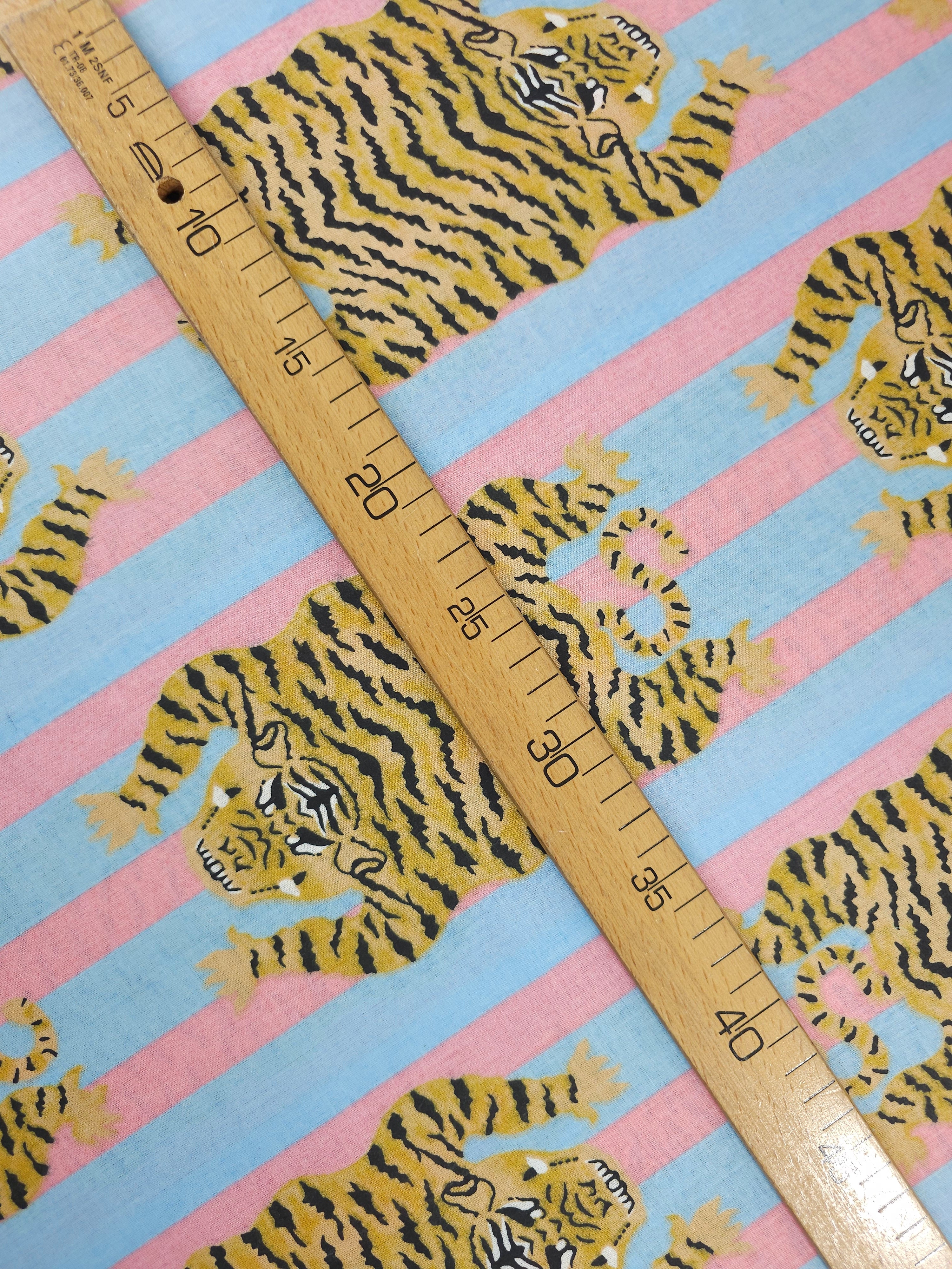 Baby Blue/Pink Tiger Stripe Cambric Cotton