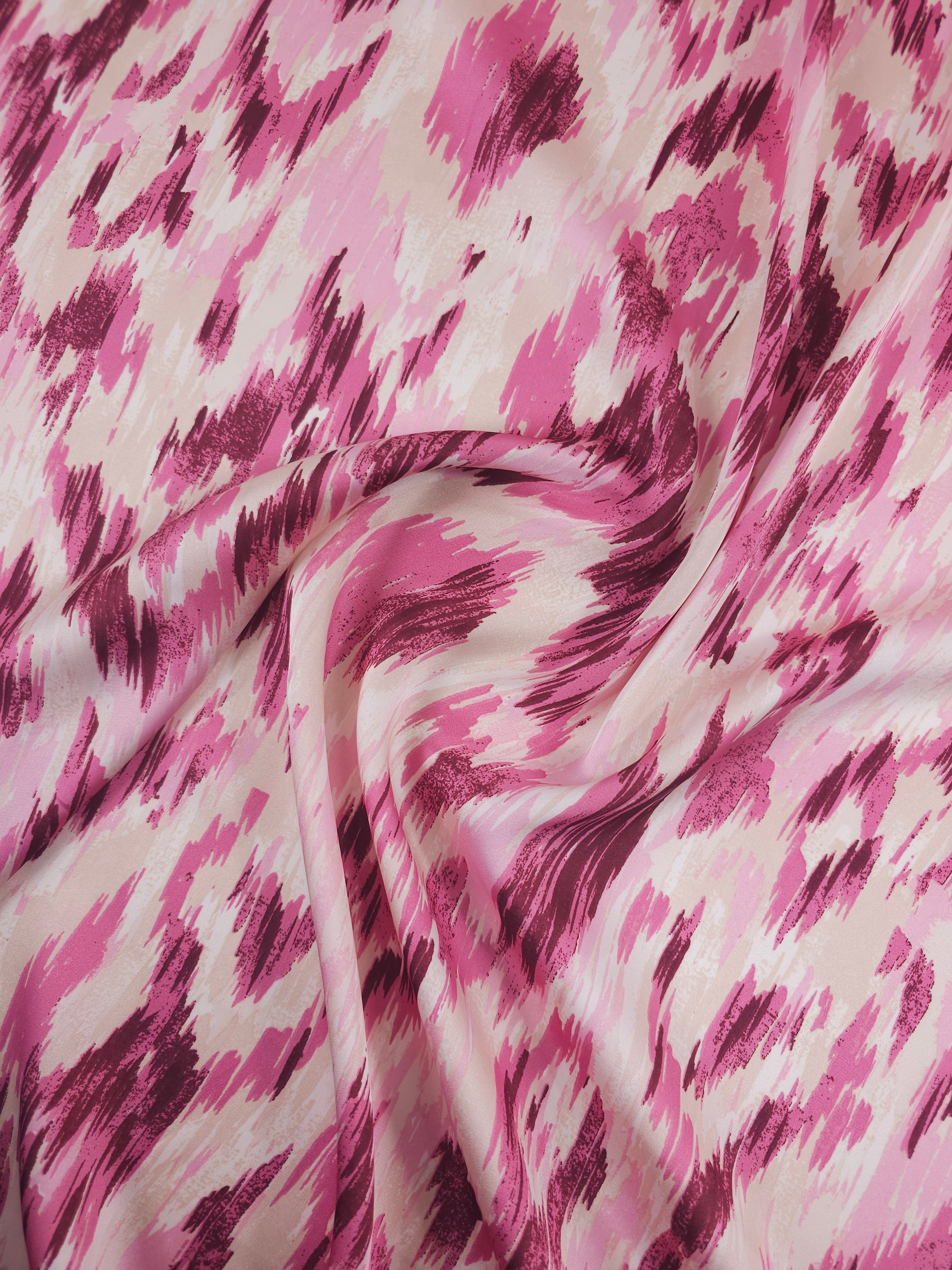 Cream/Pinky Mauve Blur Damask Satin