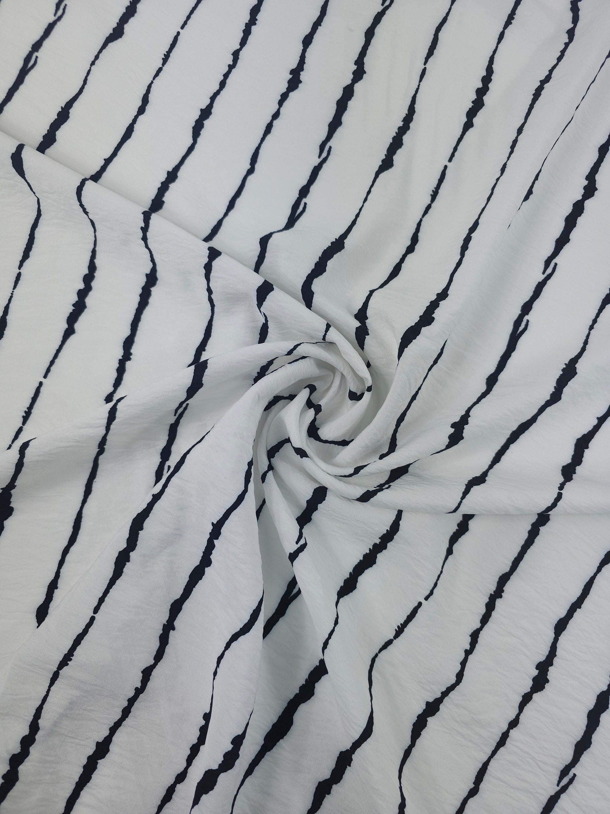 Black/White Twine Stripe Modal Viscose