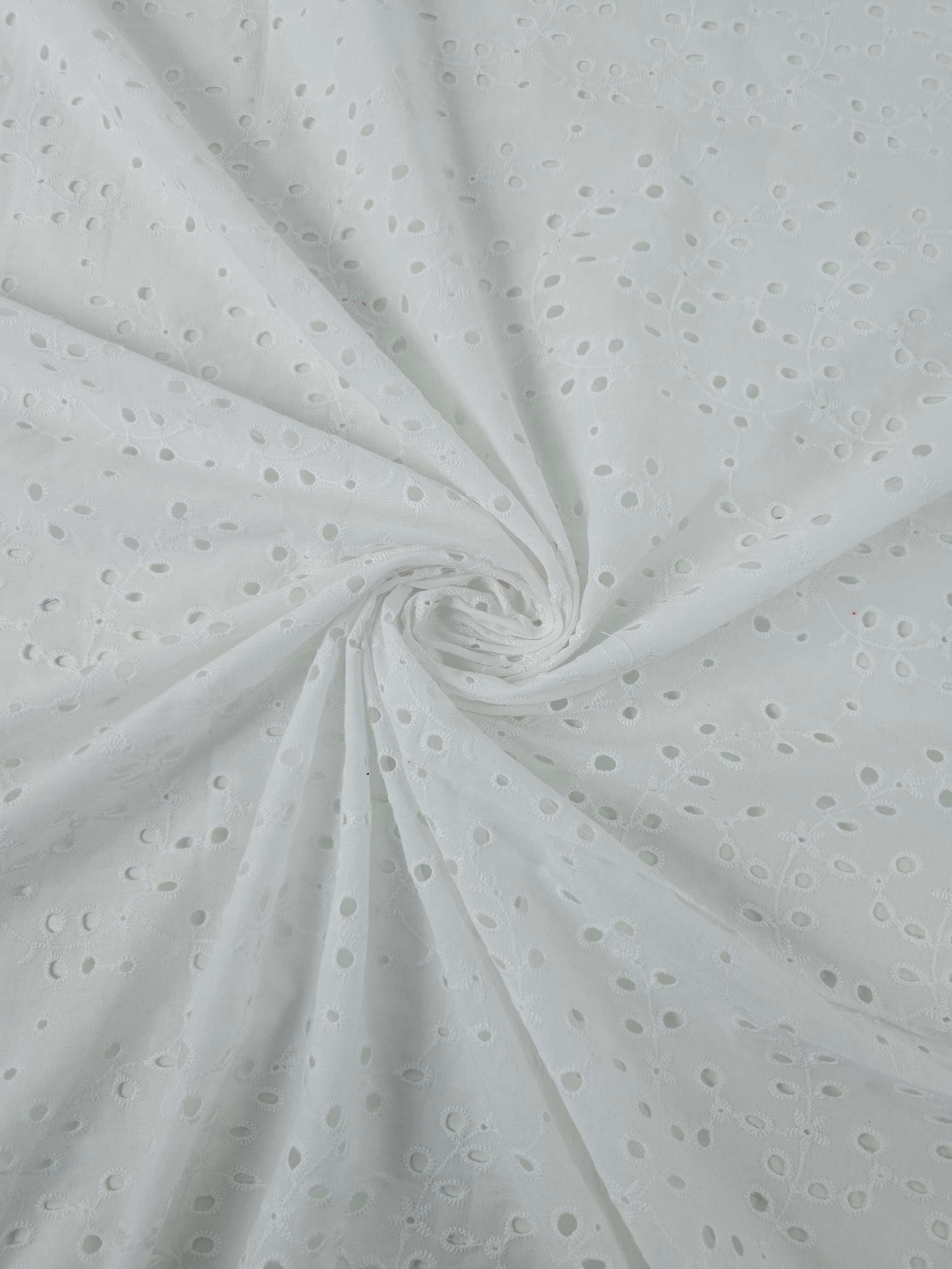 White Petal Vine Cambric Cotton Broderie Anglaise