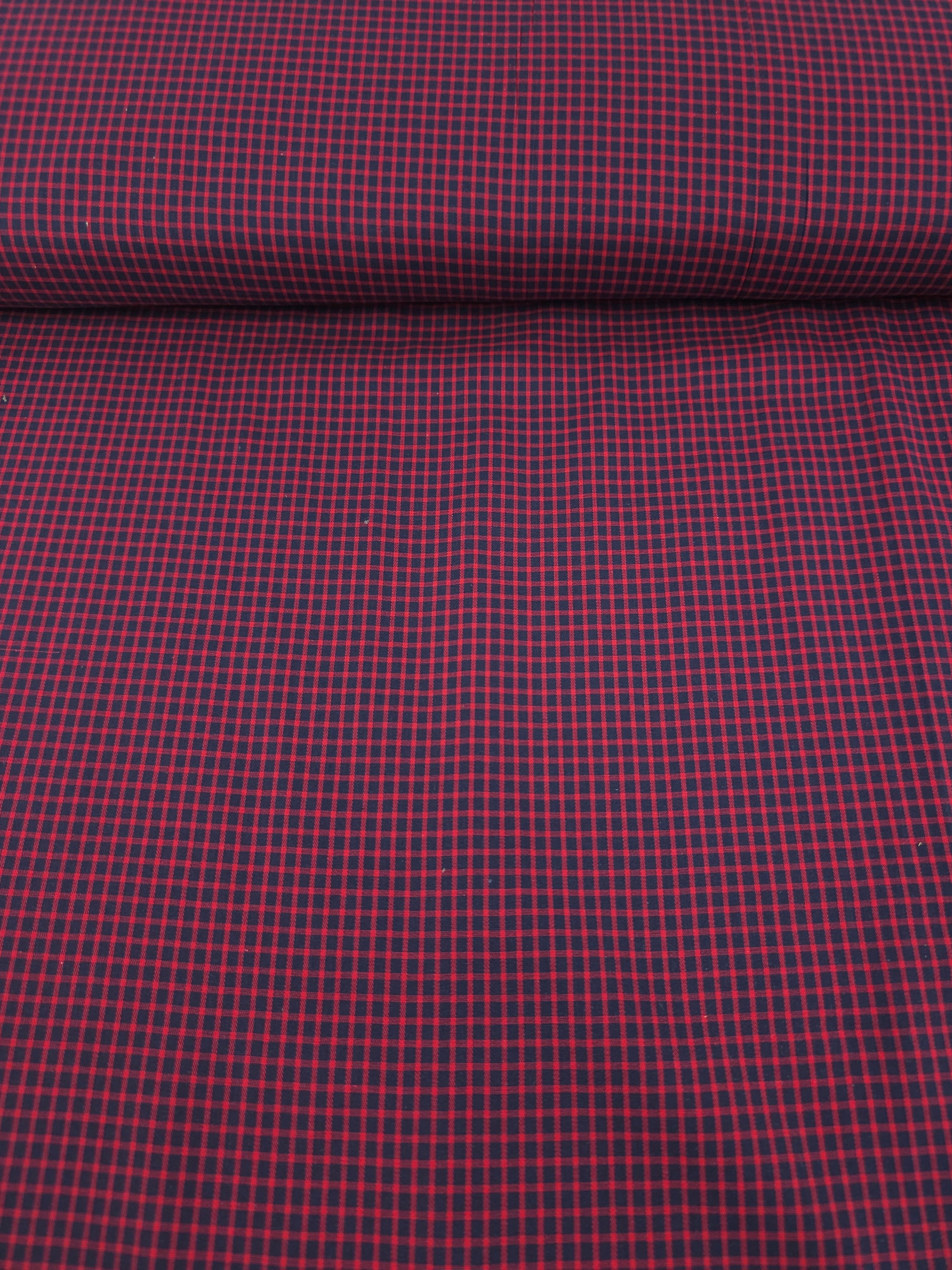Red/Navy Mini Gingham 100% Cotton 60”