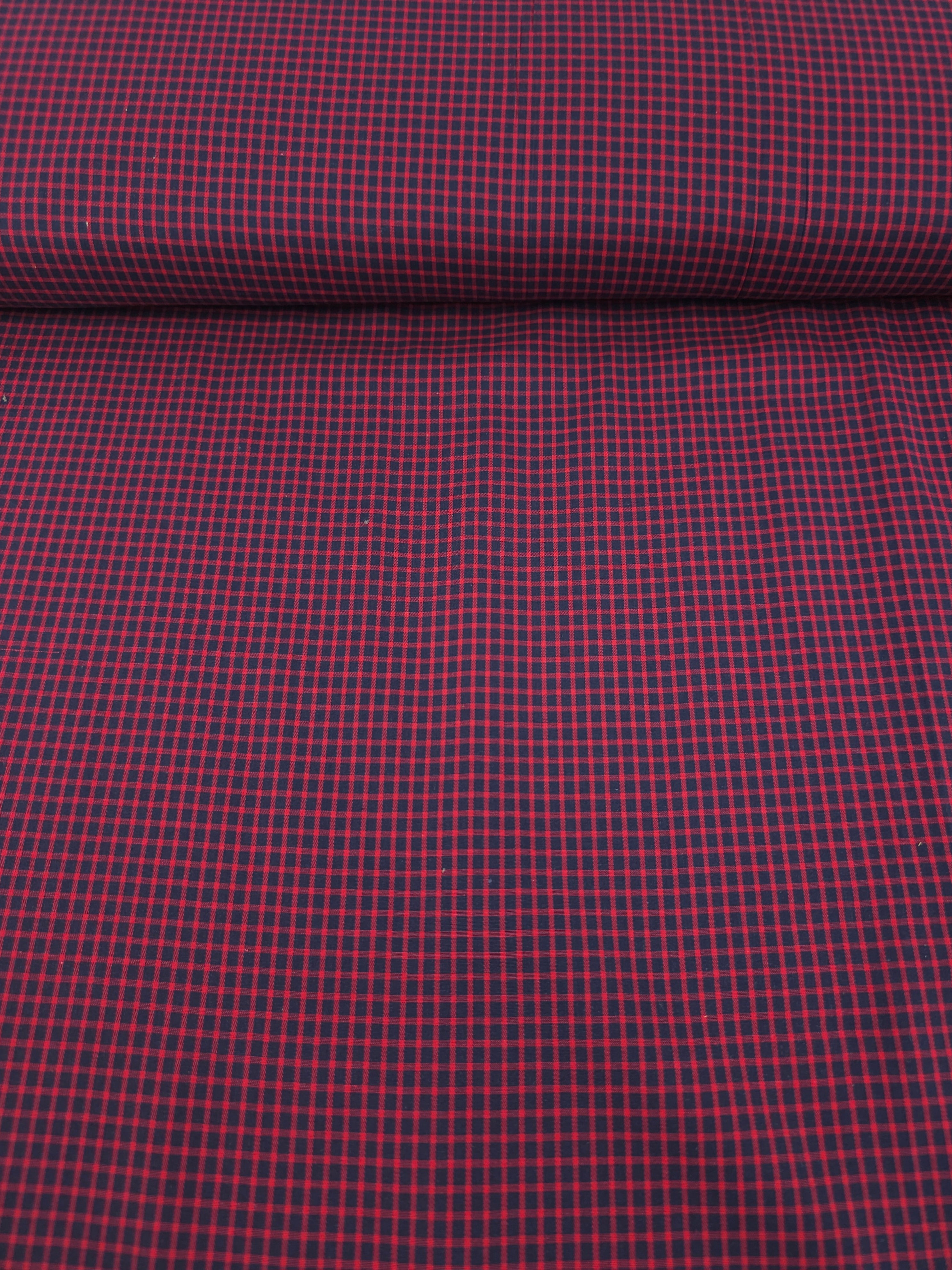 Red/Navy Mini Gingham 100% Cotton 60”