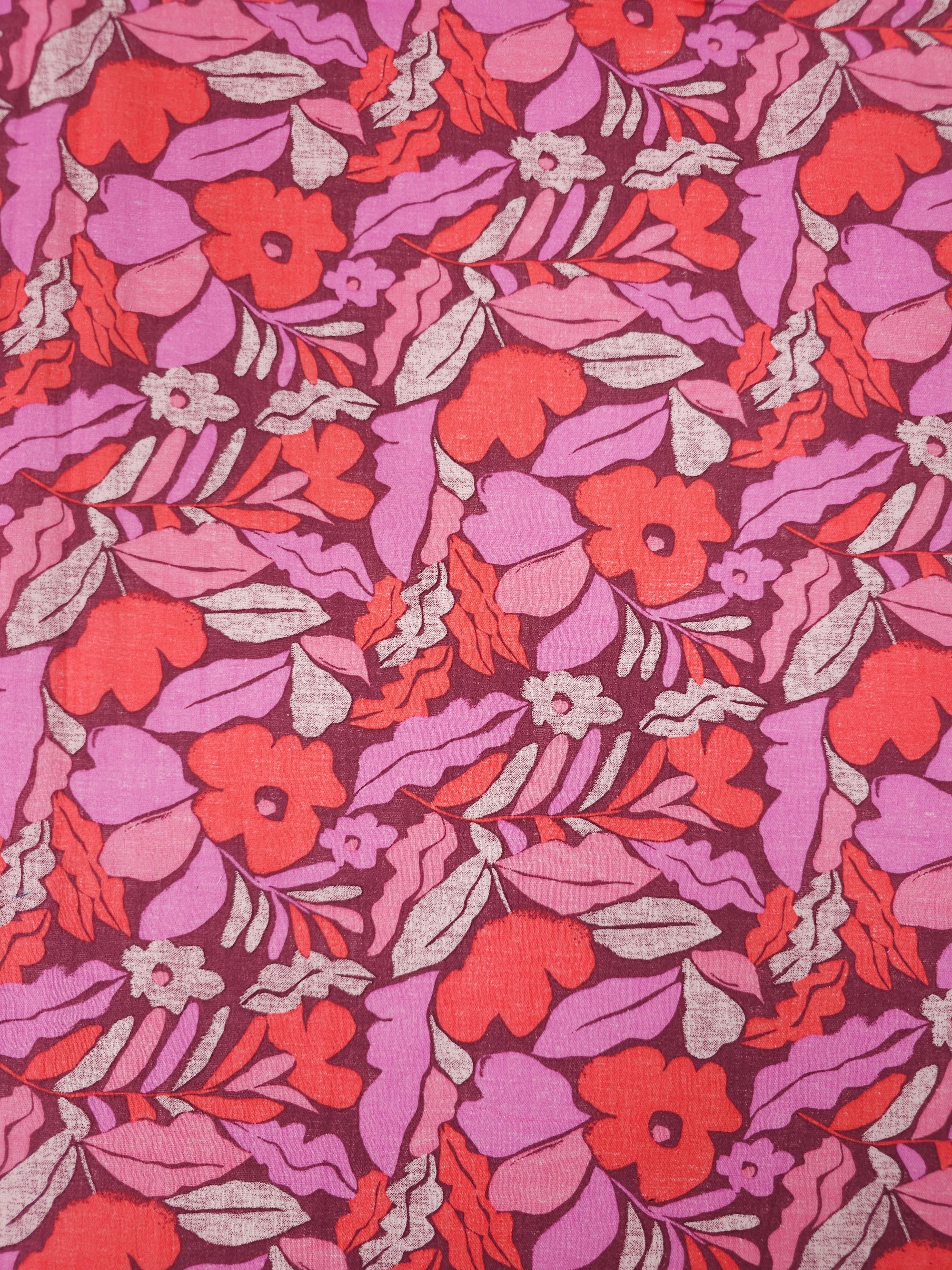 Coral/Purple Tones Vintage Floral Double Gauze