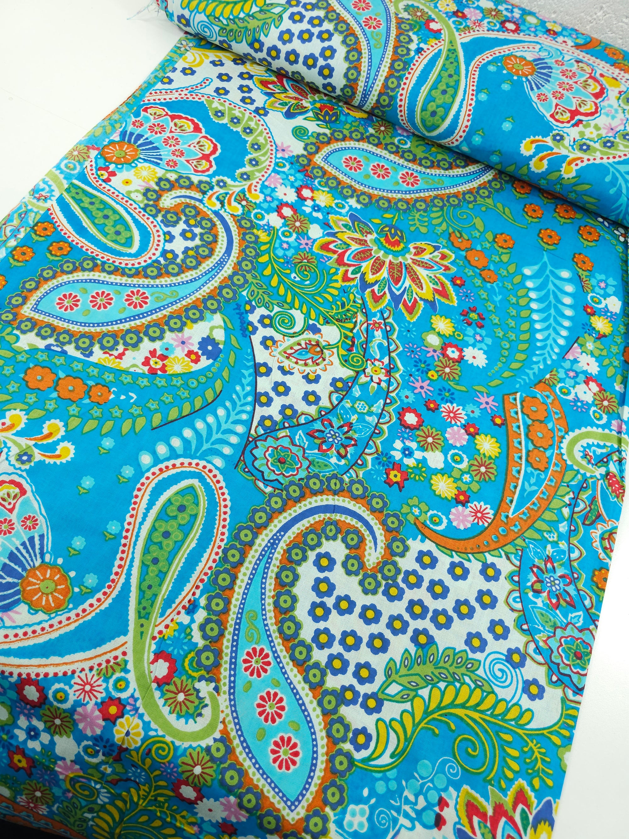 Blue Paisley Fiesta Cambric Cotton