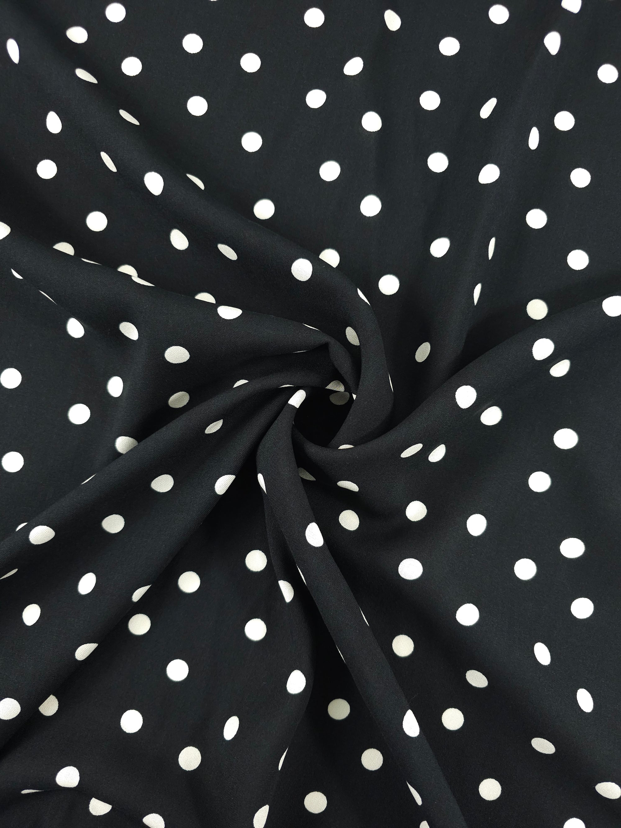 Black/Ivory Polka Dot Viscose Challis