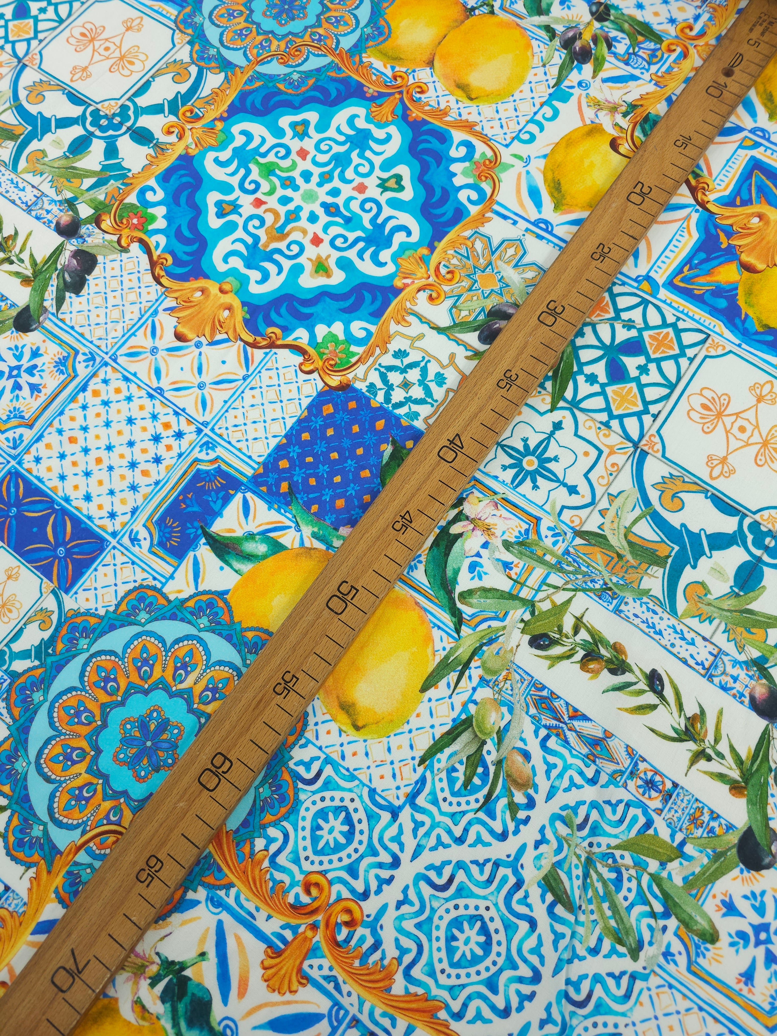 Blue Mediterranean Tile Viscose