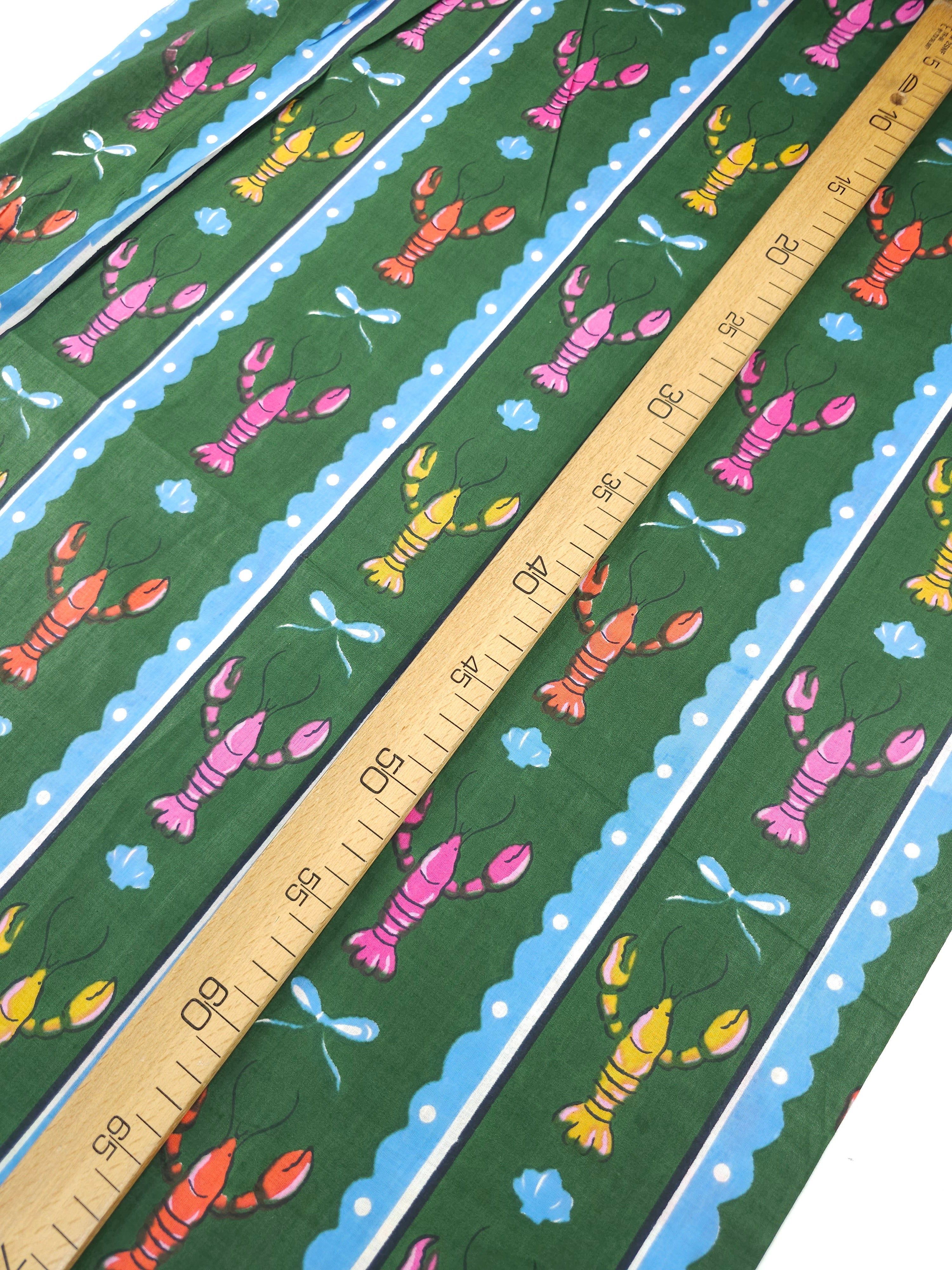 Green Lobster Stripe Cambric Cotton