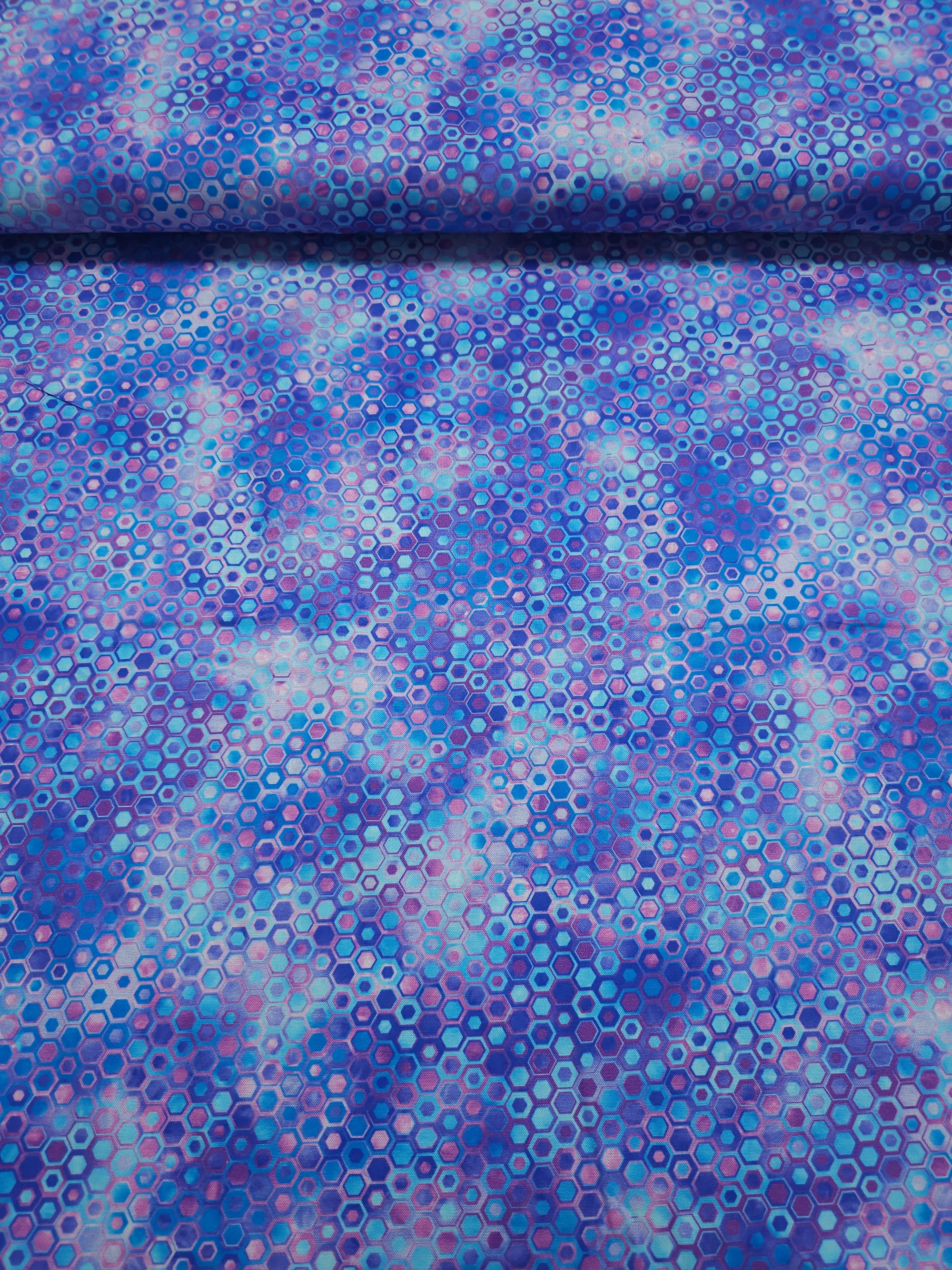 Purple/Blue Hexagon Phantasma 100% Cotton - Robert Kaufman