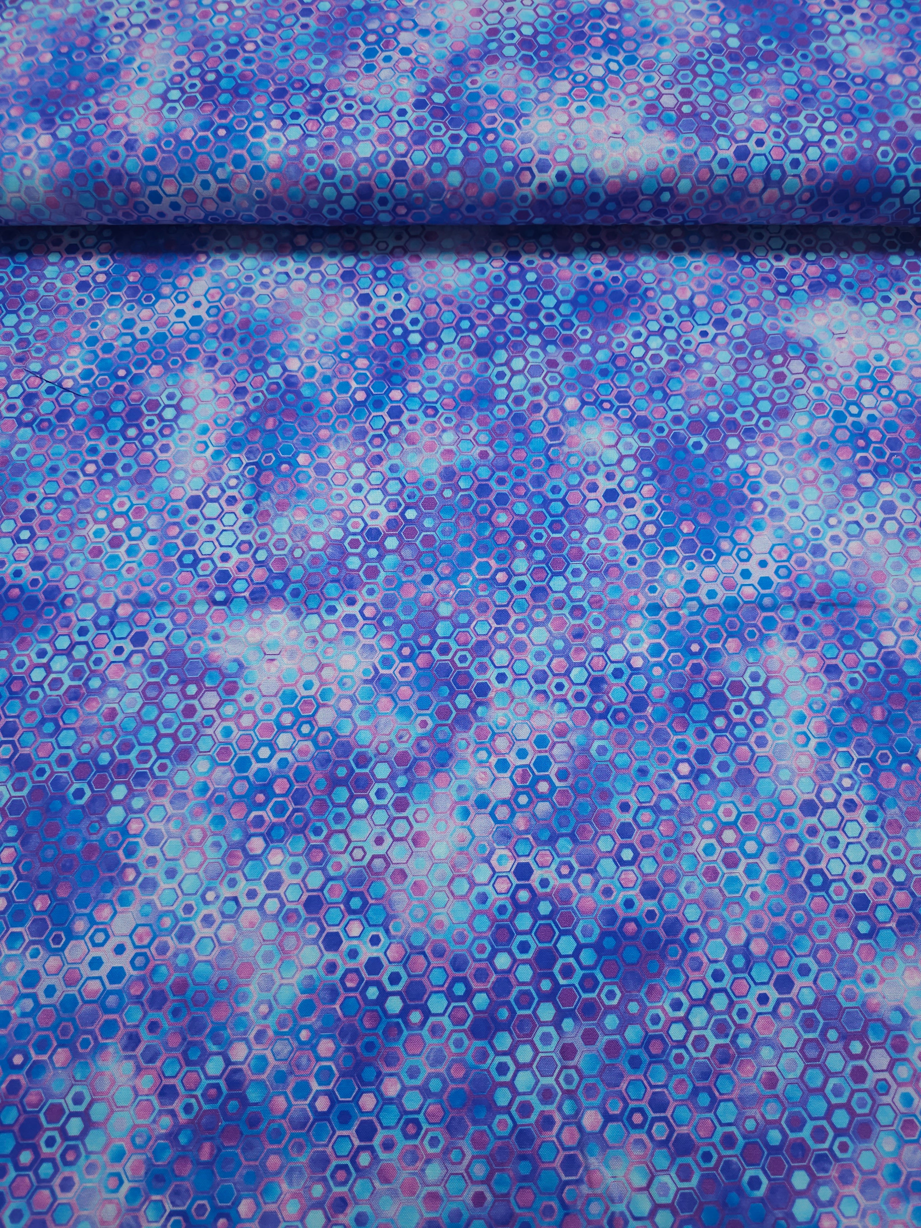 Purple/Blue Hexagon Phantasma 100% Cotton - Robert Kaufman