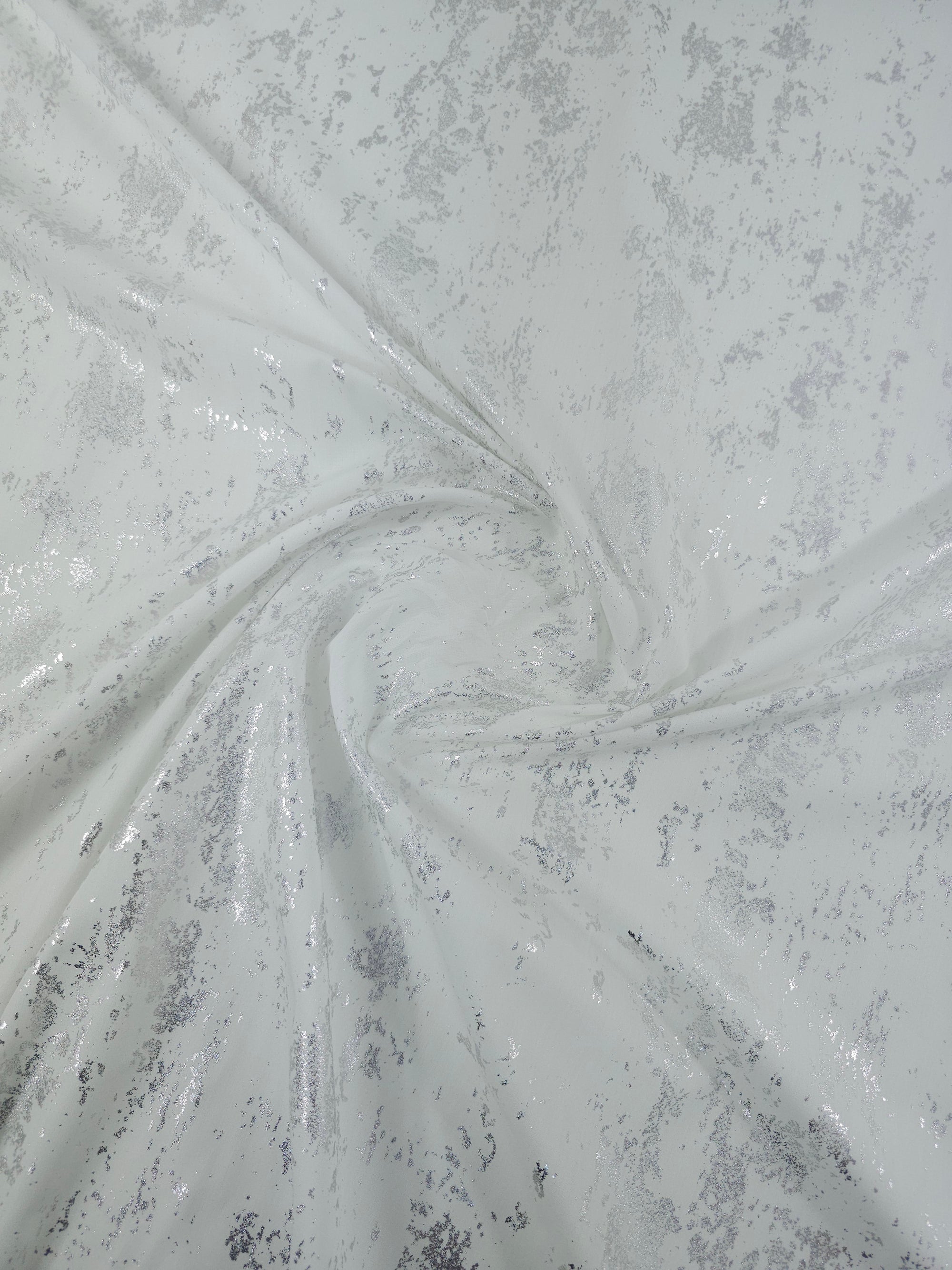 White/Silver Foil Static Cotton Poplin