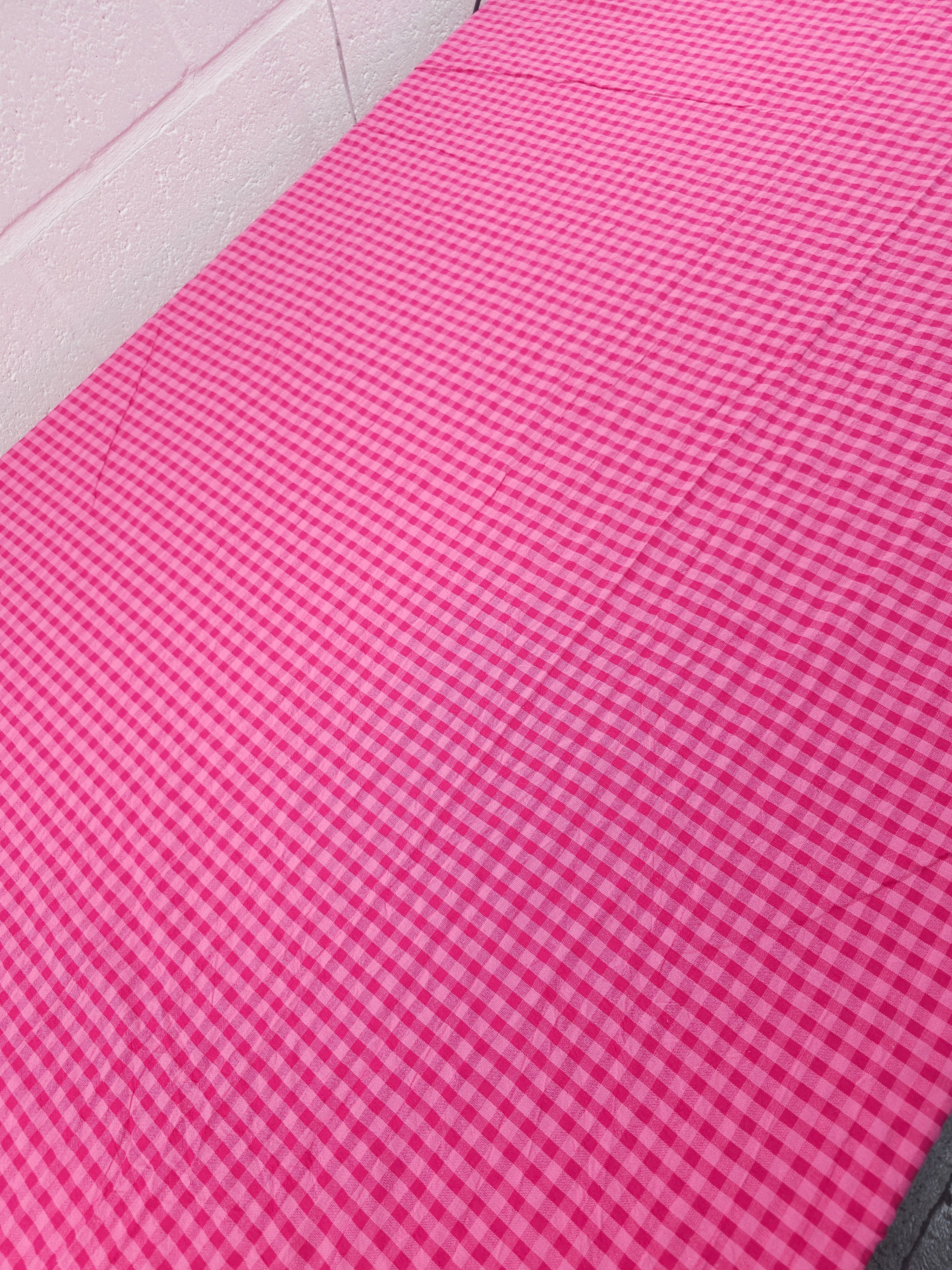 Hot Pink/Fuchsia Small Gingham Cotton SeerSucker *PRE-ORDER*