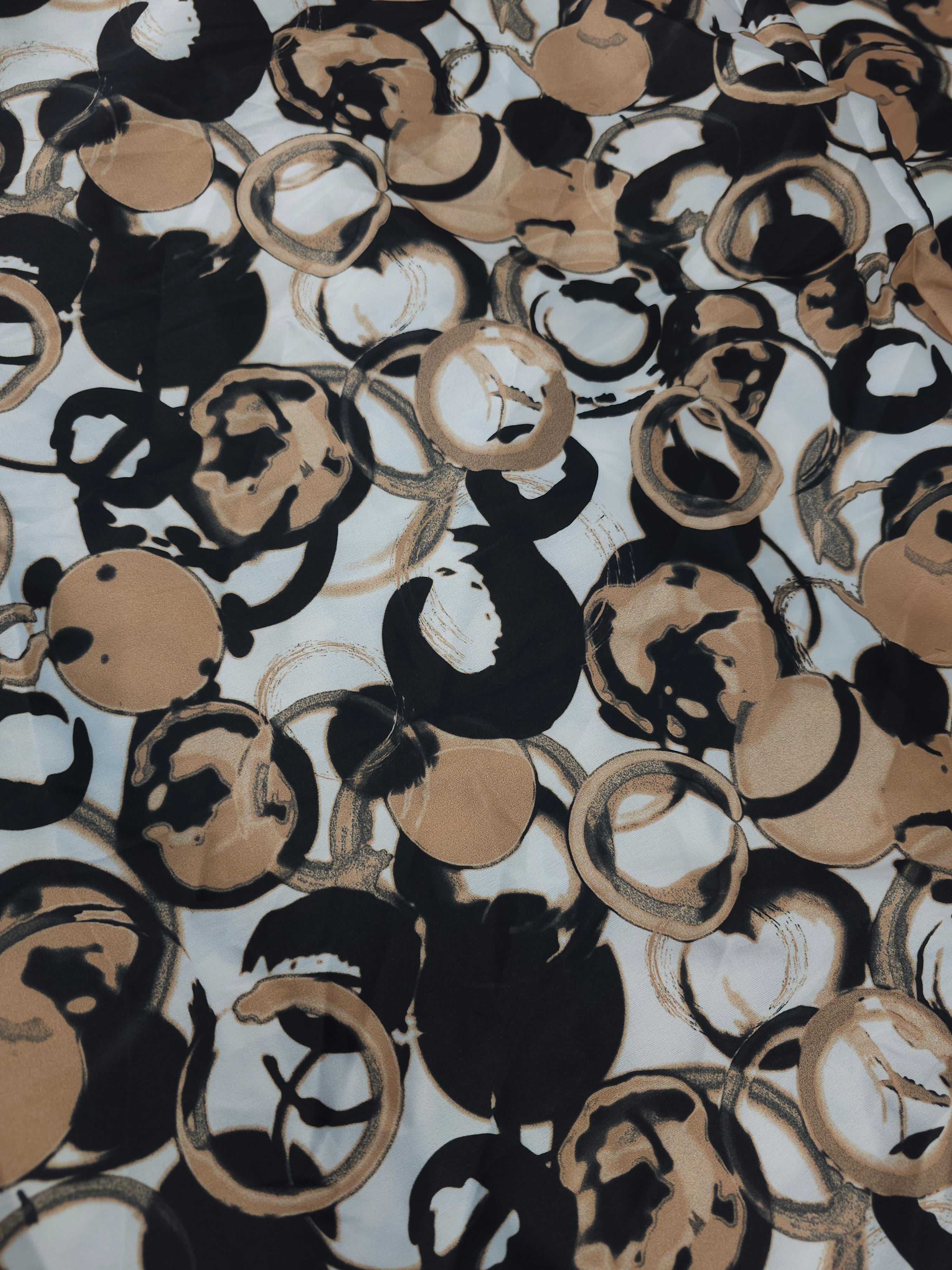 Black caramel circle Viscose satin- 3m piece