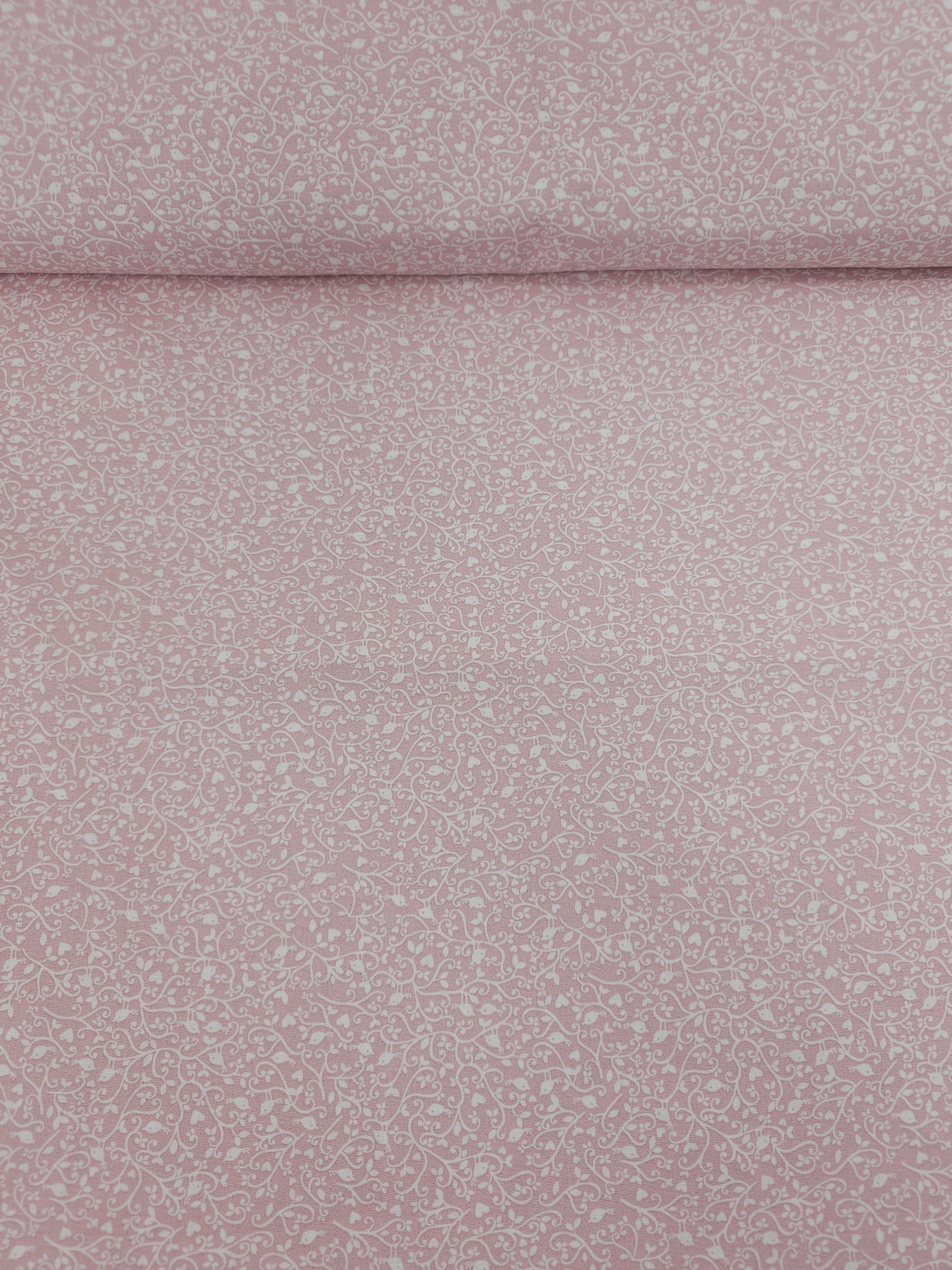 Pale Pink Birdie Floral Twine 100% Cotton