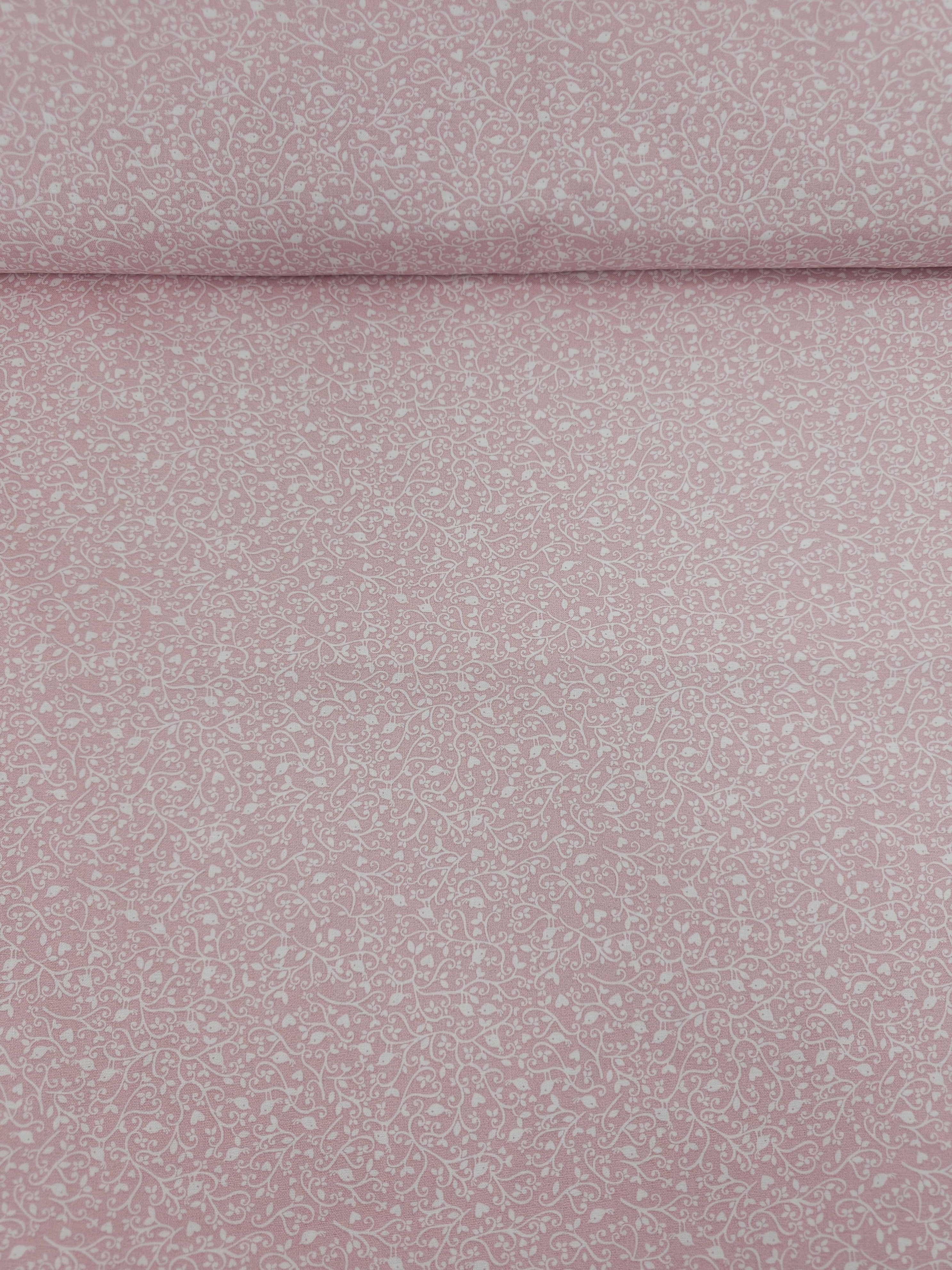 Pale Pink Birdie Floral Twine 100% Cotton