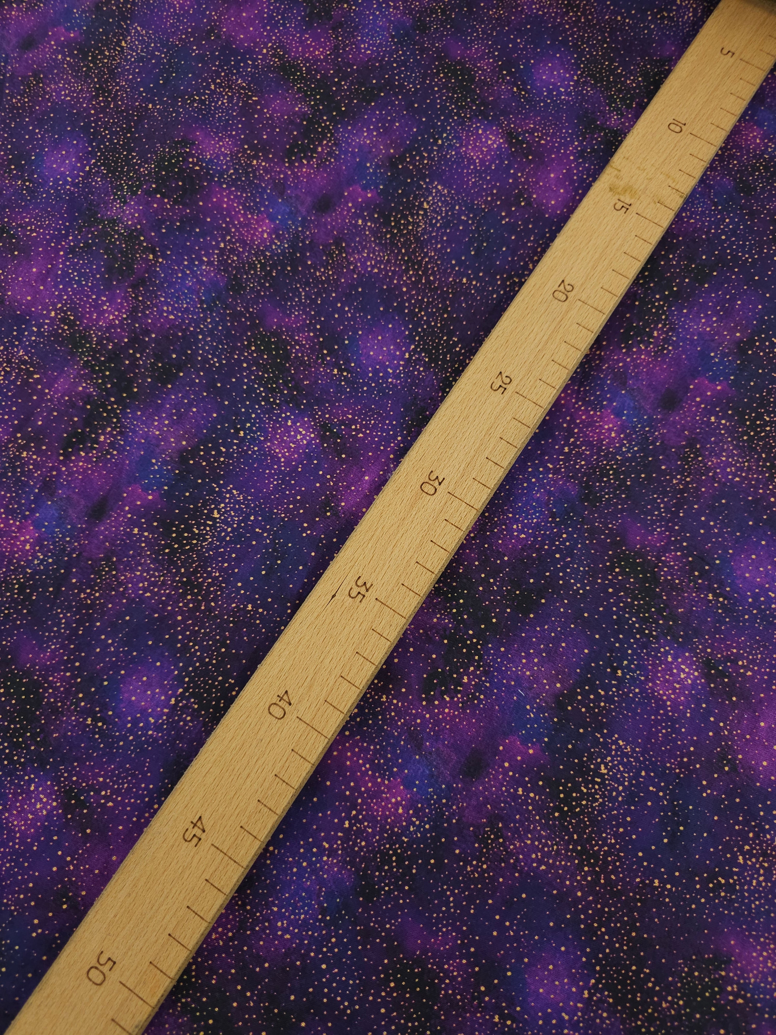 Midnight Purple/Gold Speckle Clouds 100% Cotton
