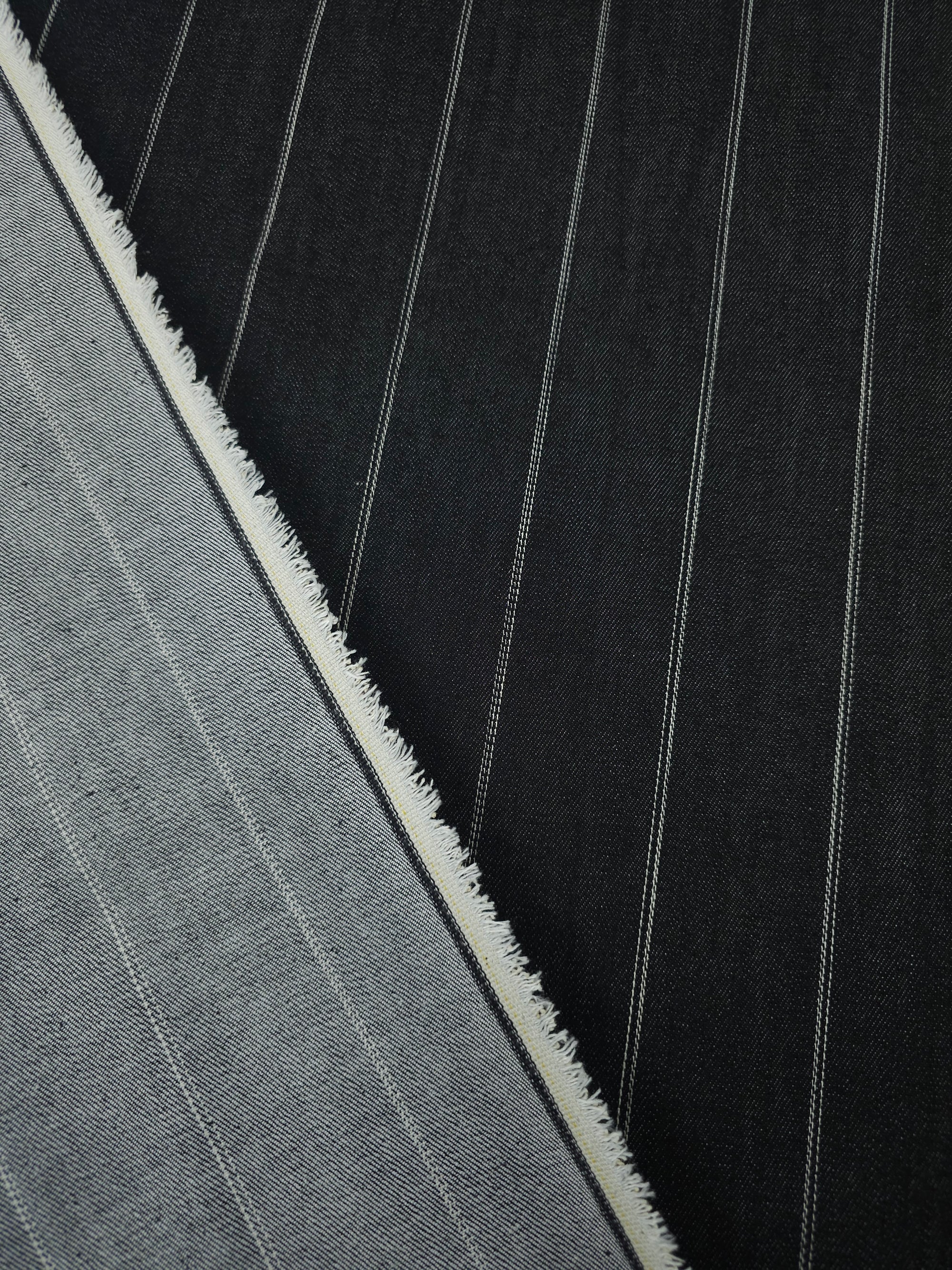 Charcoal Black Block Stripe Denim