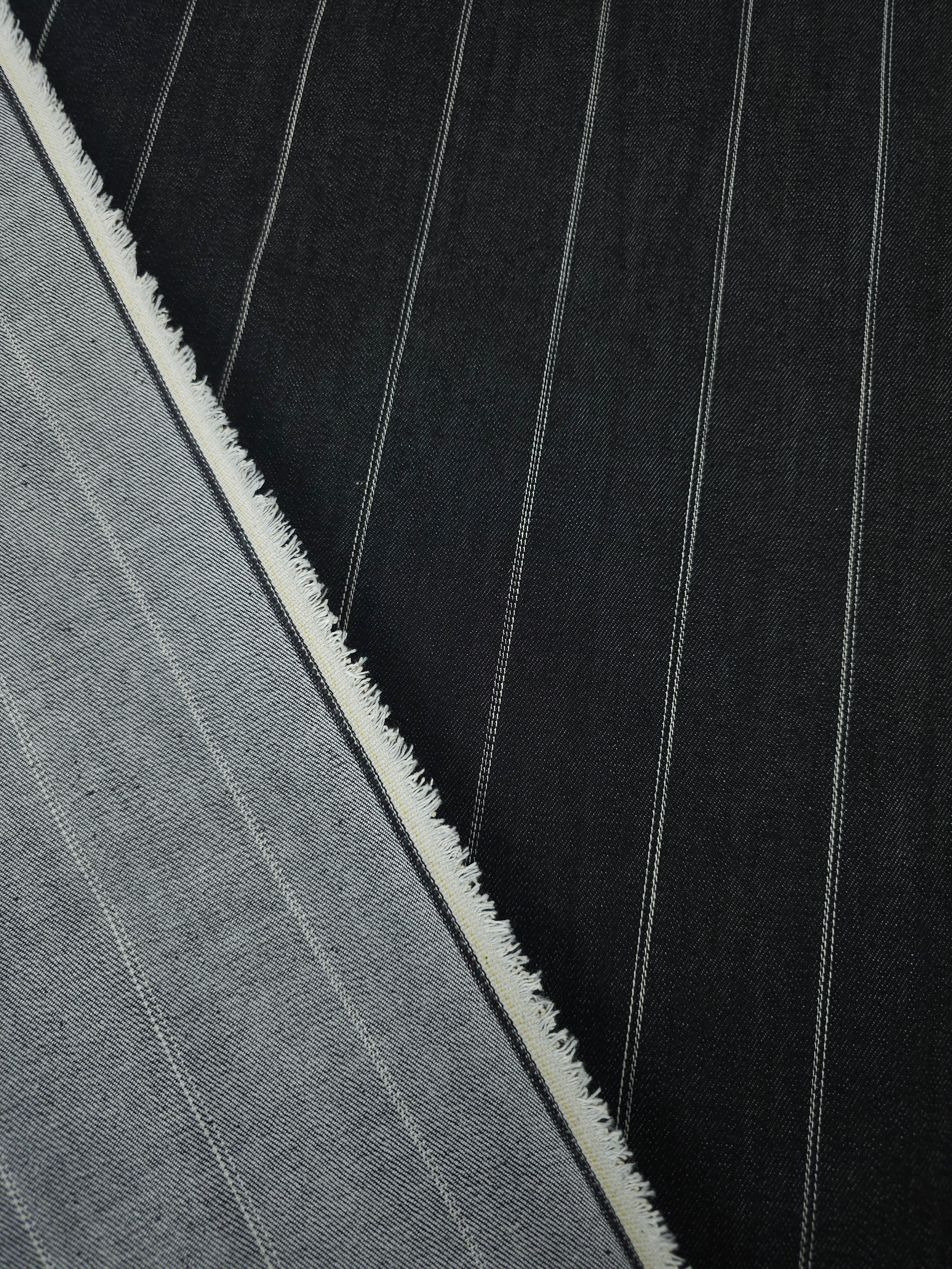 Charcoal Black Block Stripe Denim