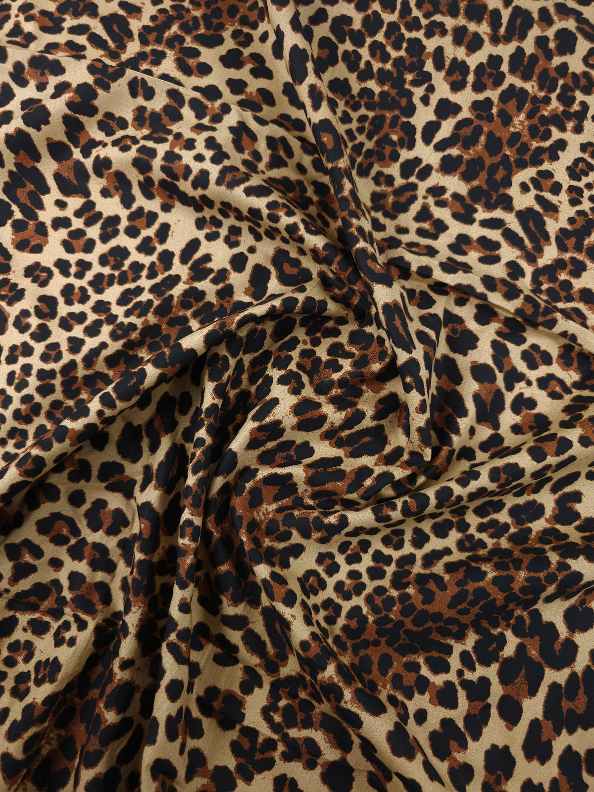 Deep Brown/Taupe Leopard Cotton Poplin
