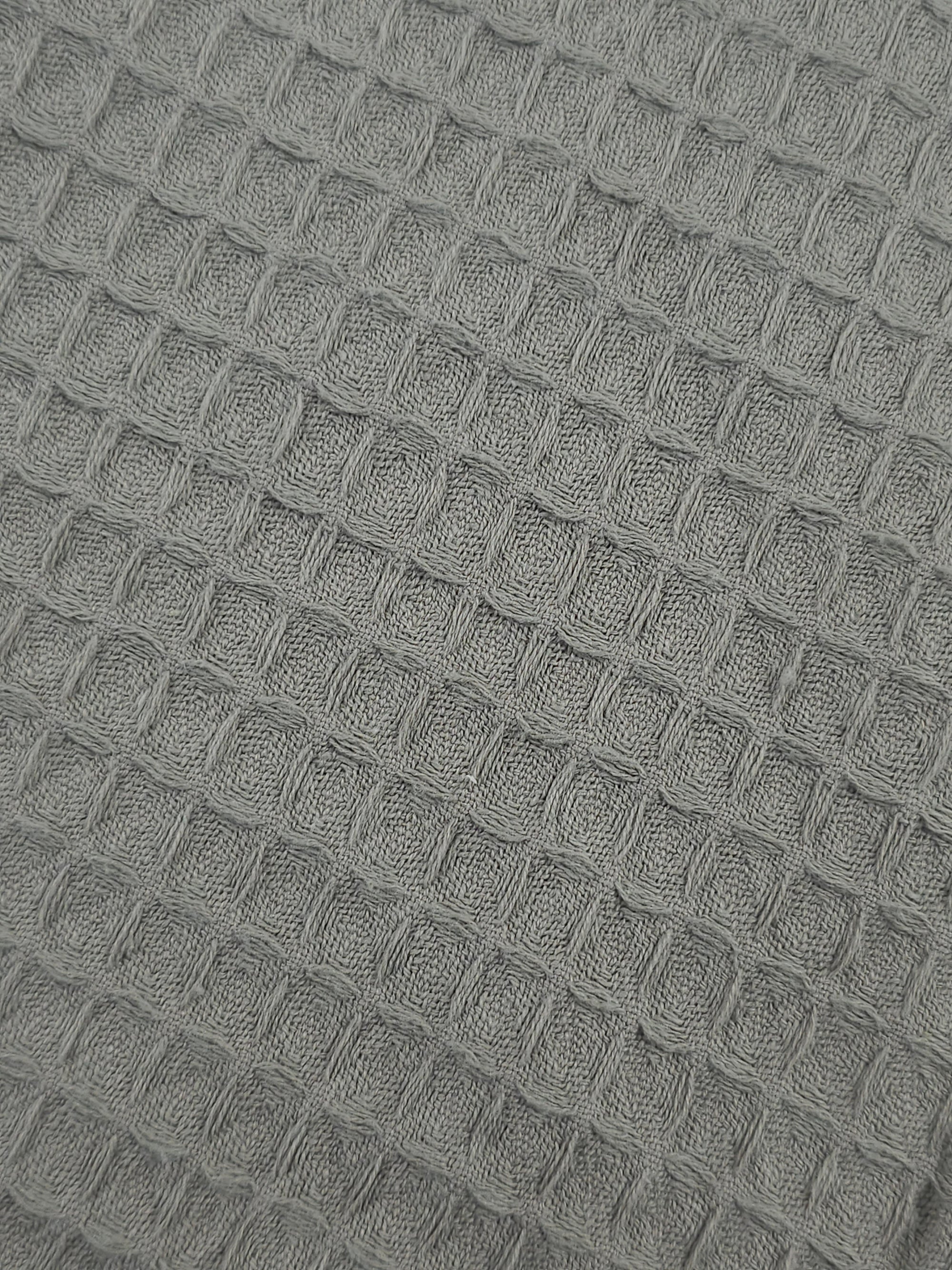Cloudy Grey Waffle Cotton *EXTRA WIDE*