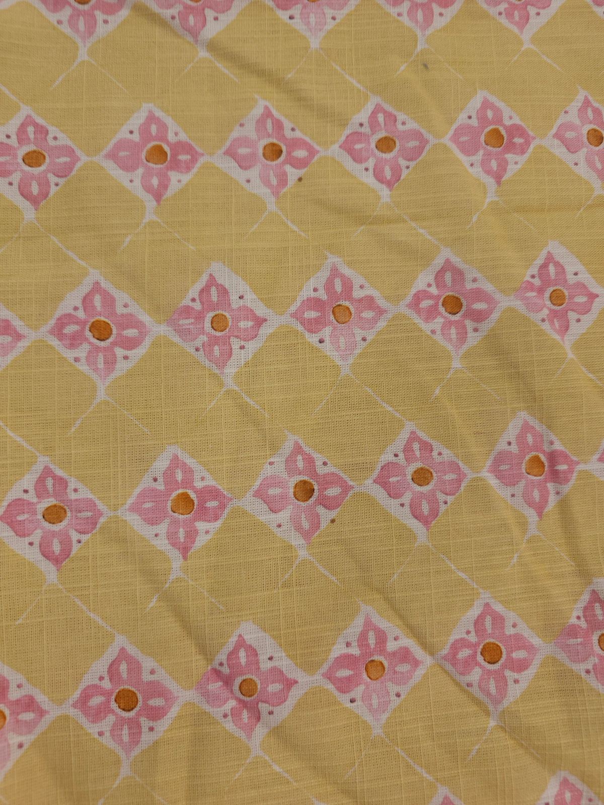Buttermilk floral tile Viscose linen- 1.4m piece
