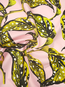  Lime Green/Pink Large Leaf Cotton Poplin