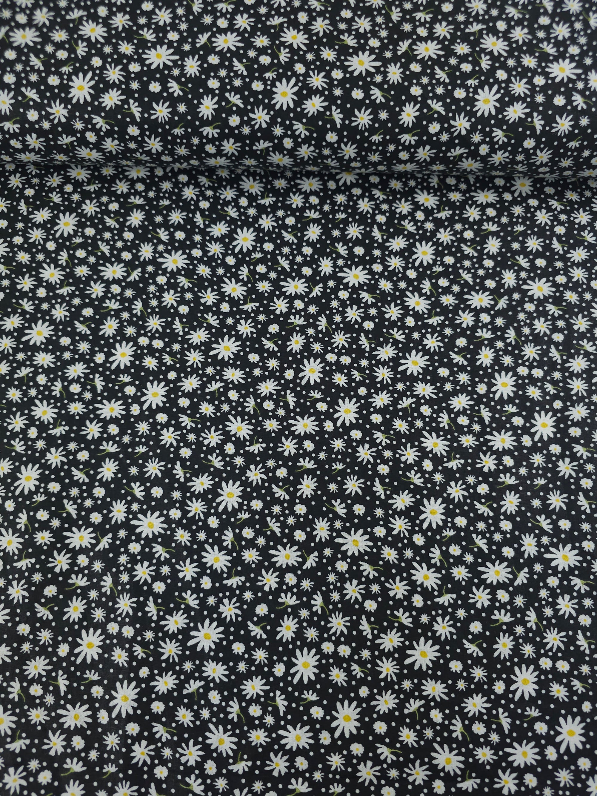 Black Ditsy Daisy 100% Cotton