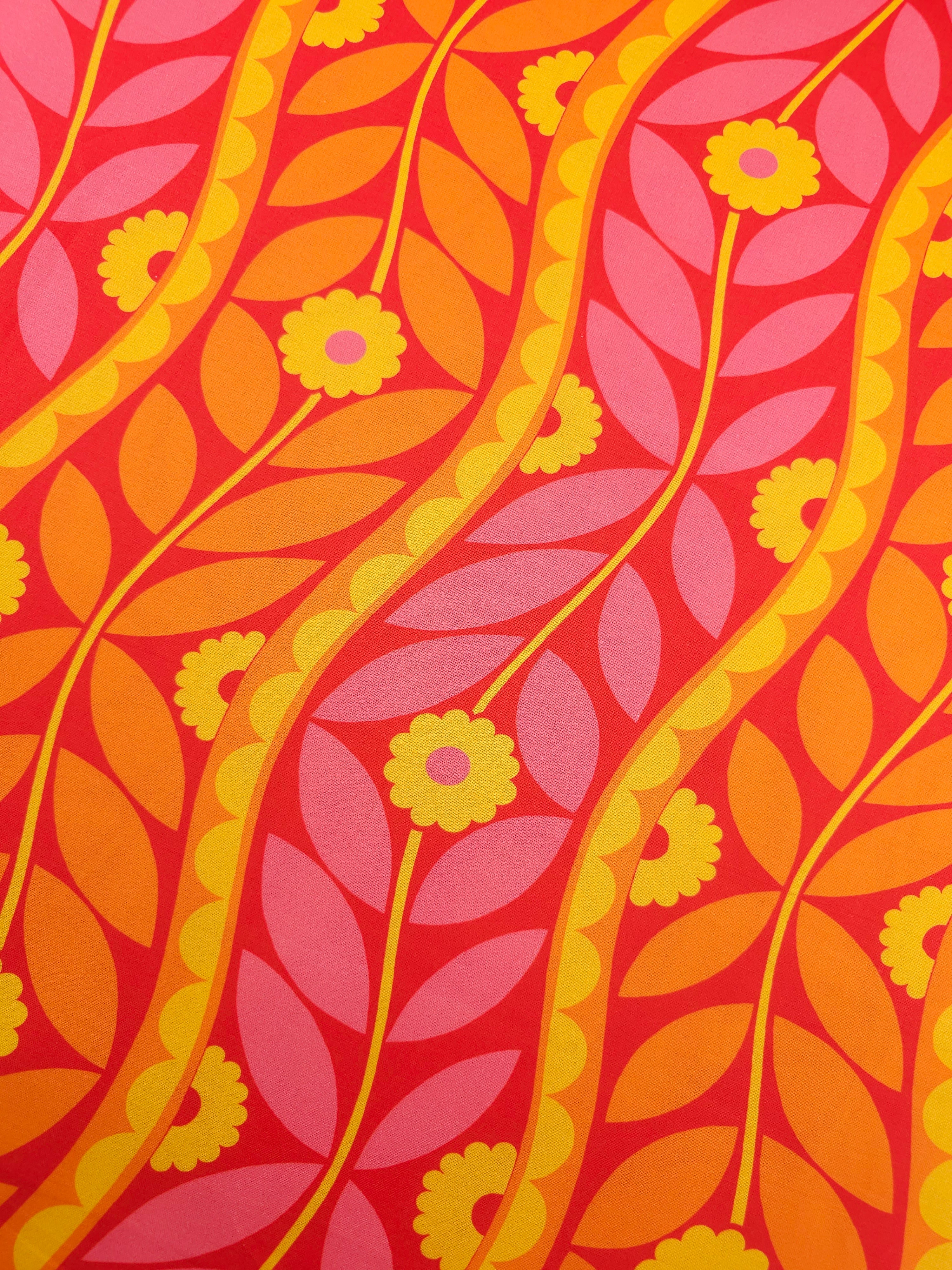 Orange/Pink Flower Trail 100% Cotton - Free Spirit x Jane Sassaman