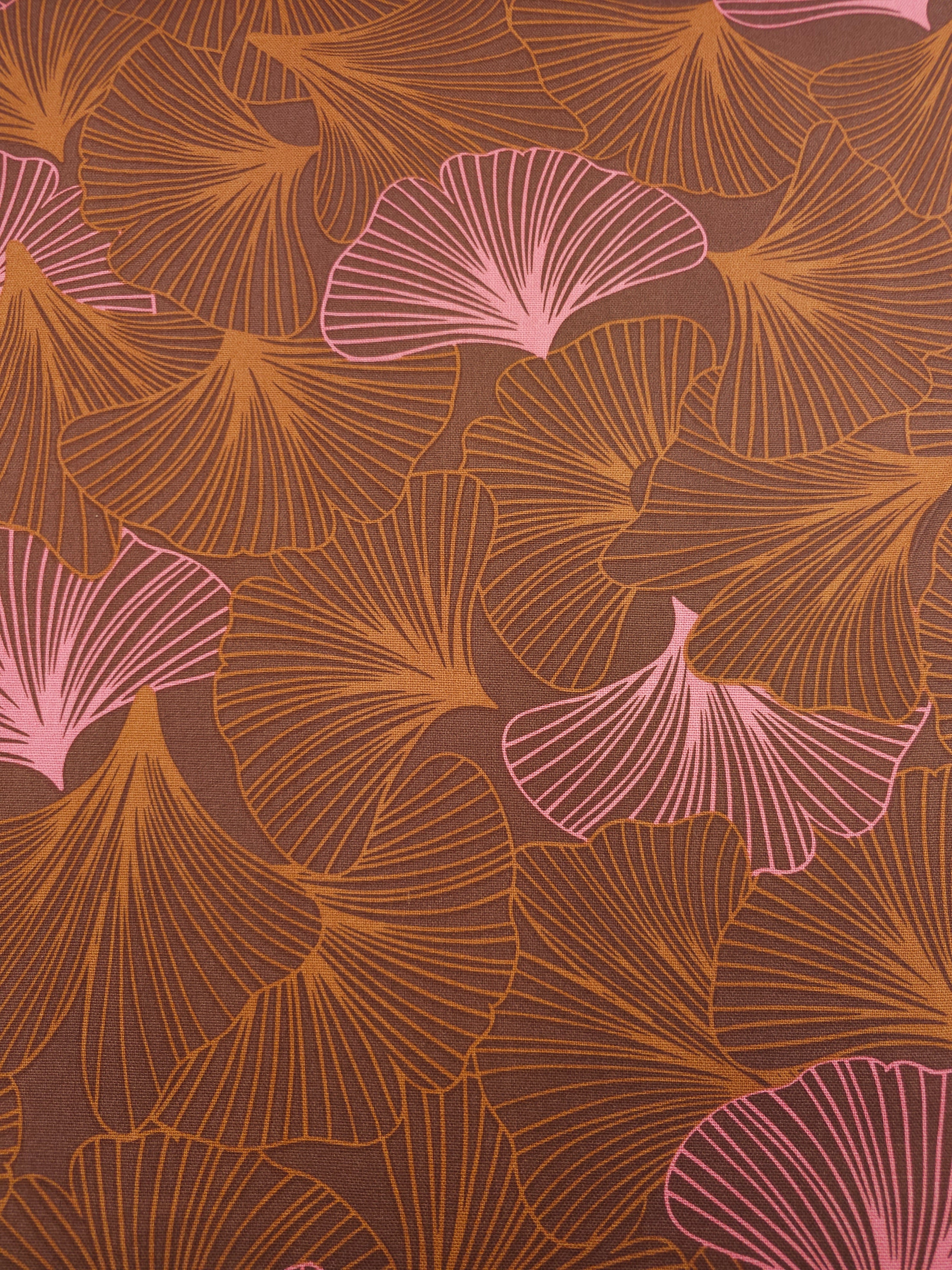 Copper/Pink Flutter Leaf Canvas Cotton