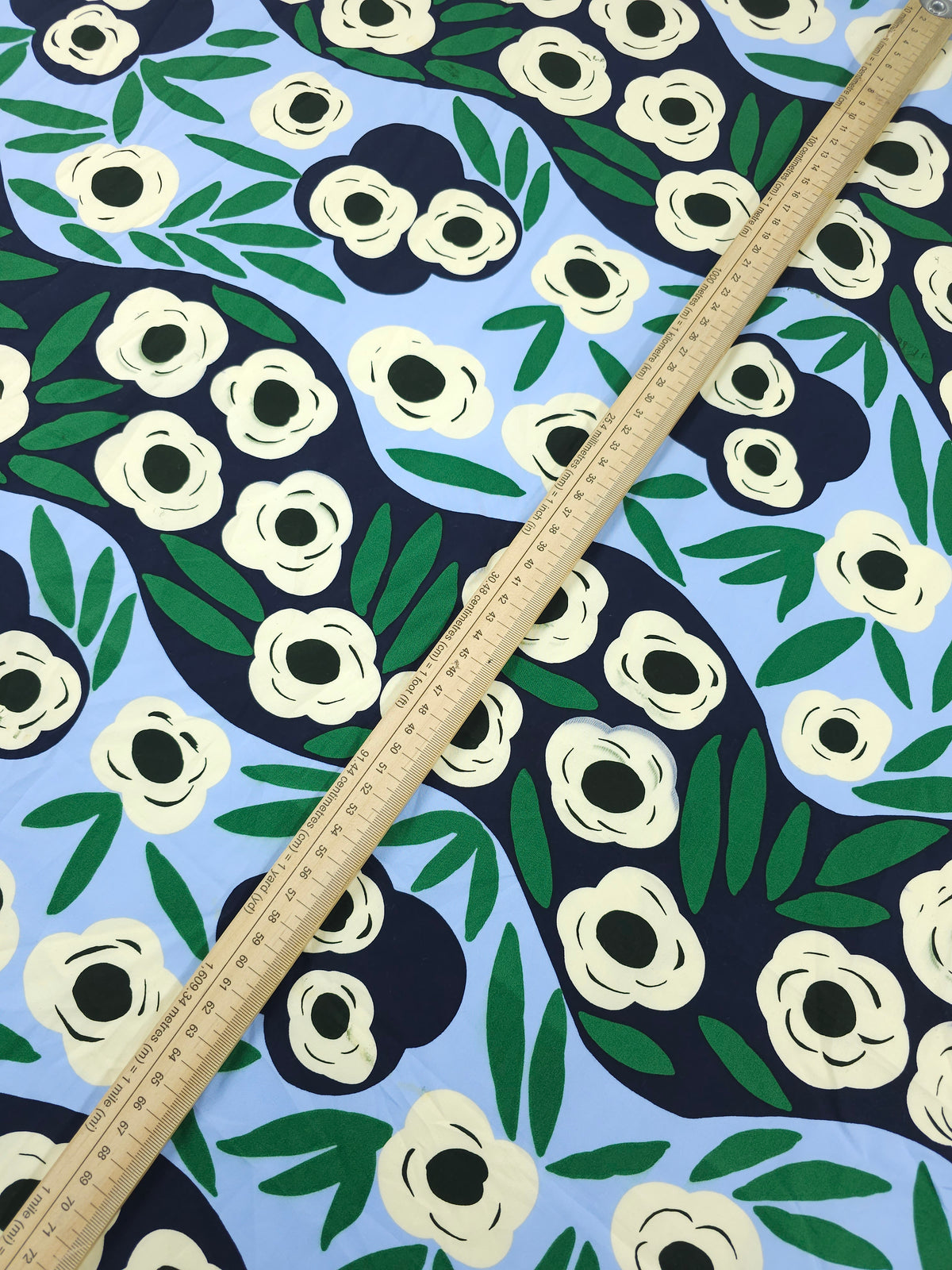 Blue Floating Flower Stream Cotton Poplin - Marimekko x Uniqlo *DEFECT*