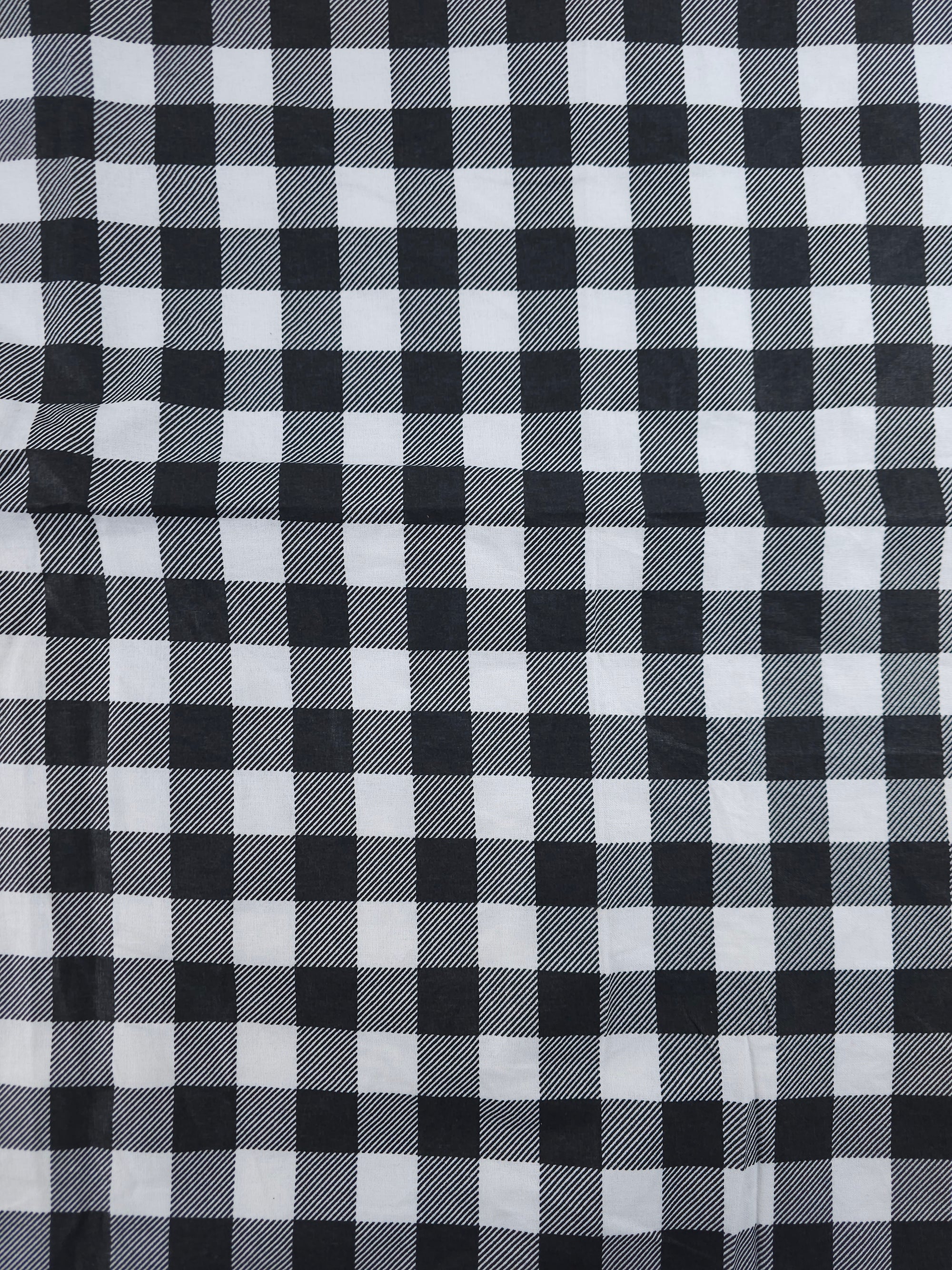 White & Black Check Cotton - 1.4m Piece