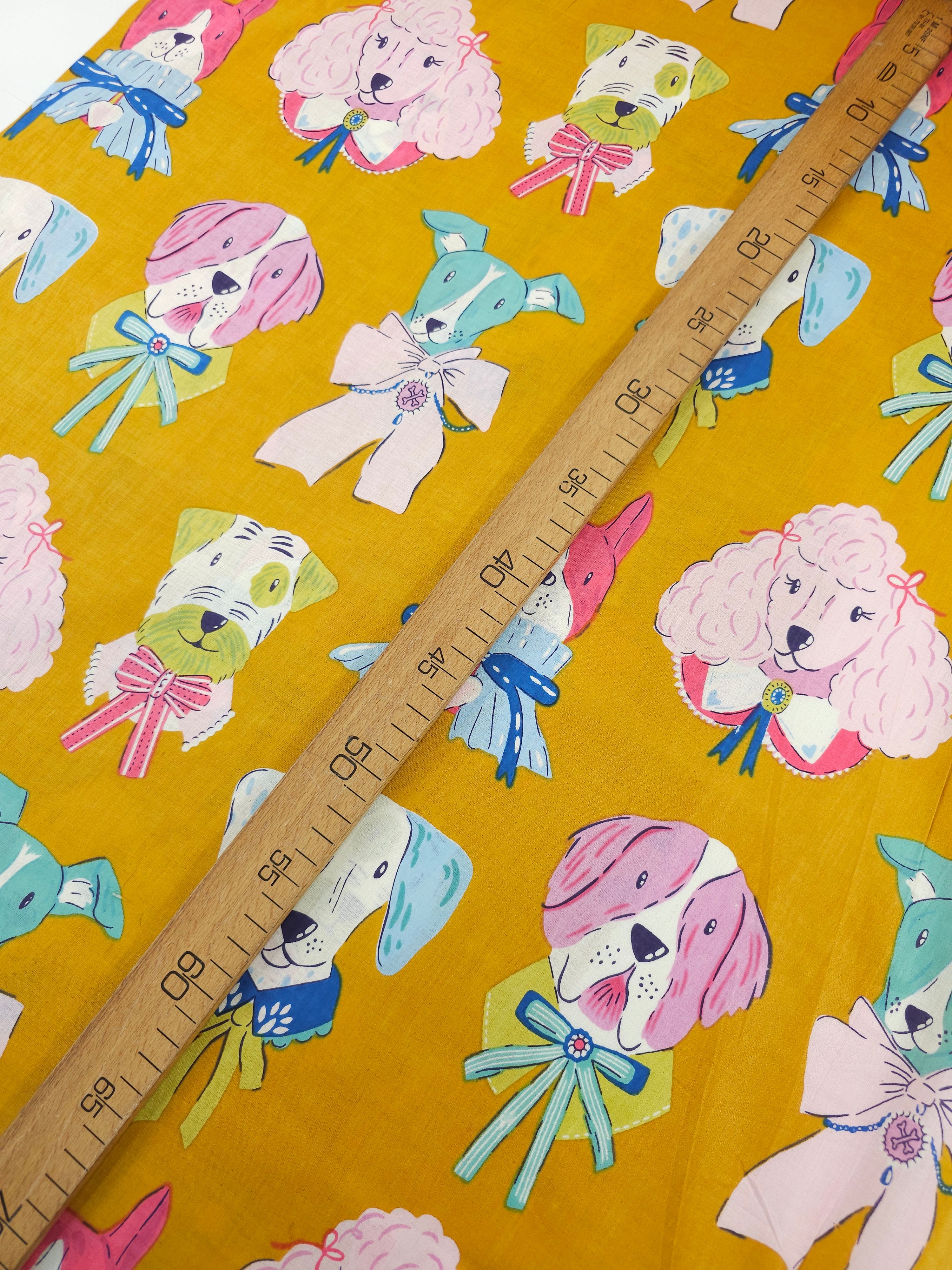 Marigold Multi Bow Dogs Cambric Cotton