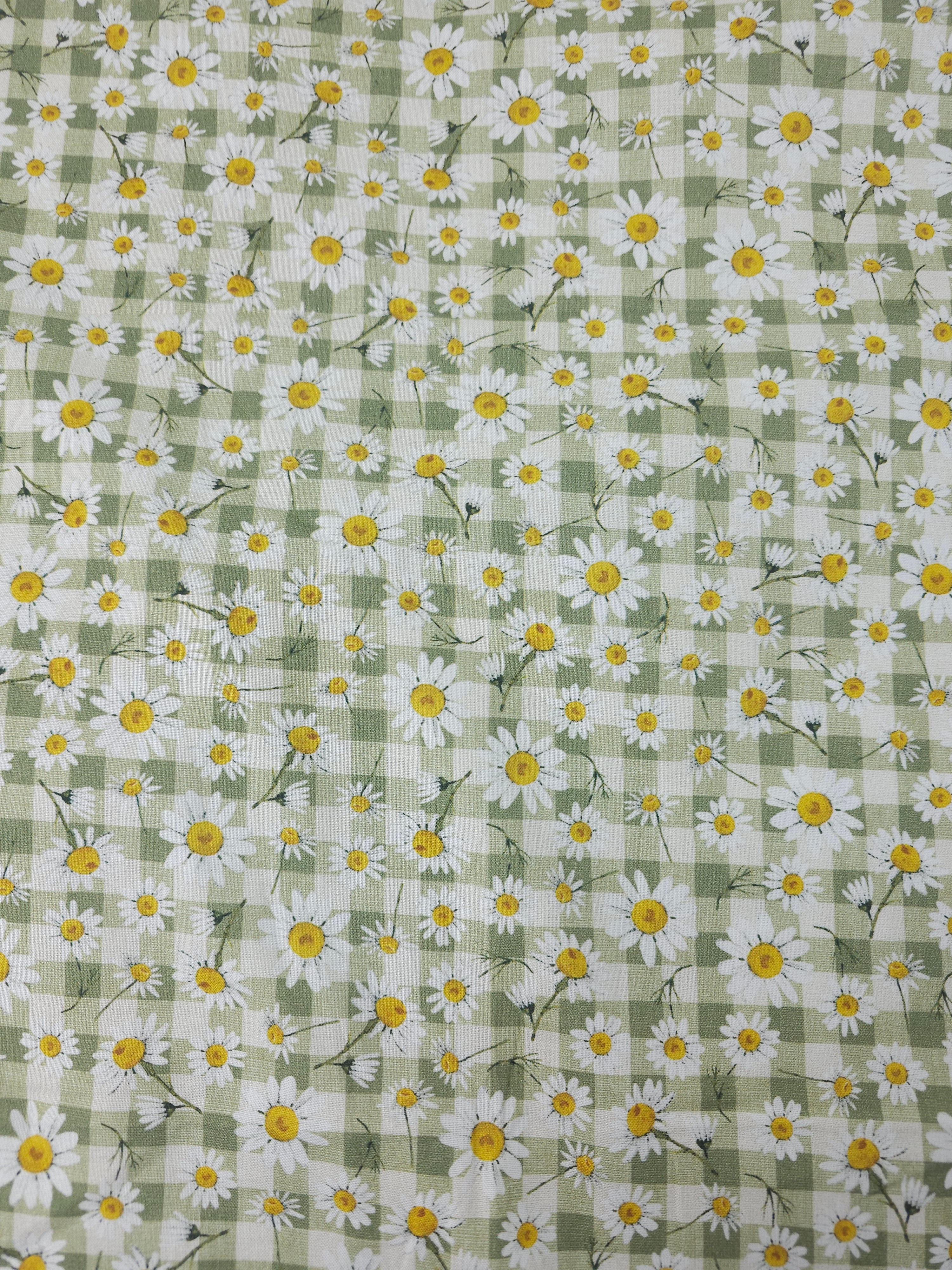 Sage Daisy Gingham 100% Cotton